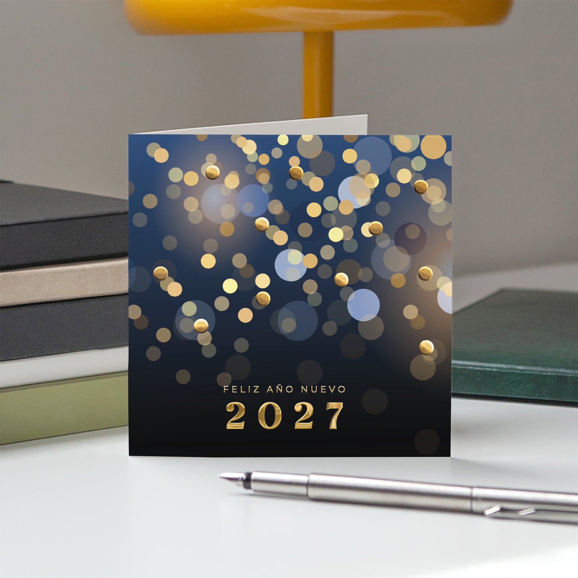 Prestigio Dorado | Tarjeta de Navidad dorada • Cuadrada plegable photo N° 5