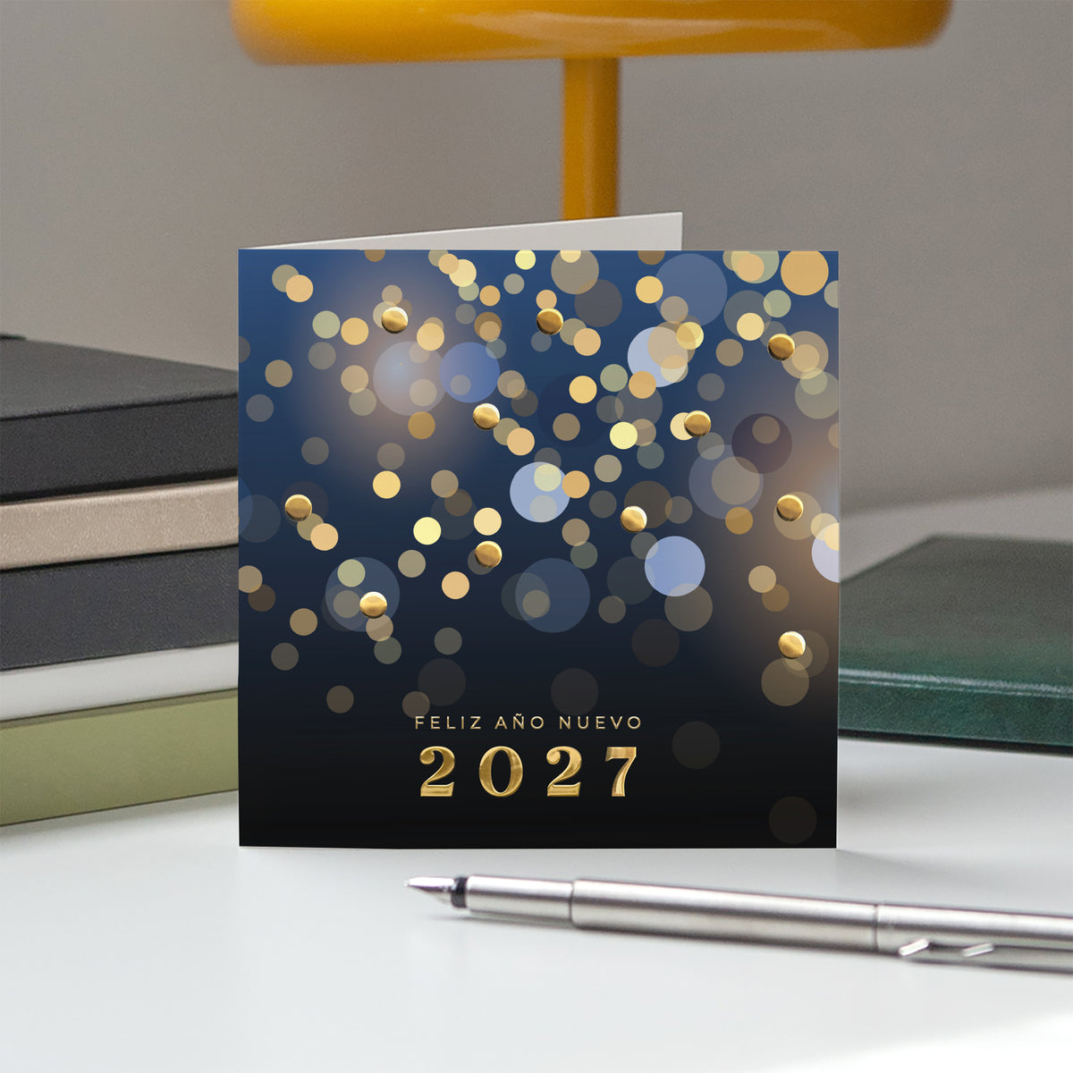 Prestigio Dorado | Tarjeta de Navidad dorada • Cuadrada plegable photo N° 5