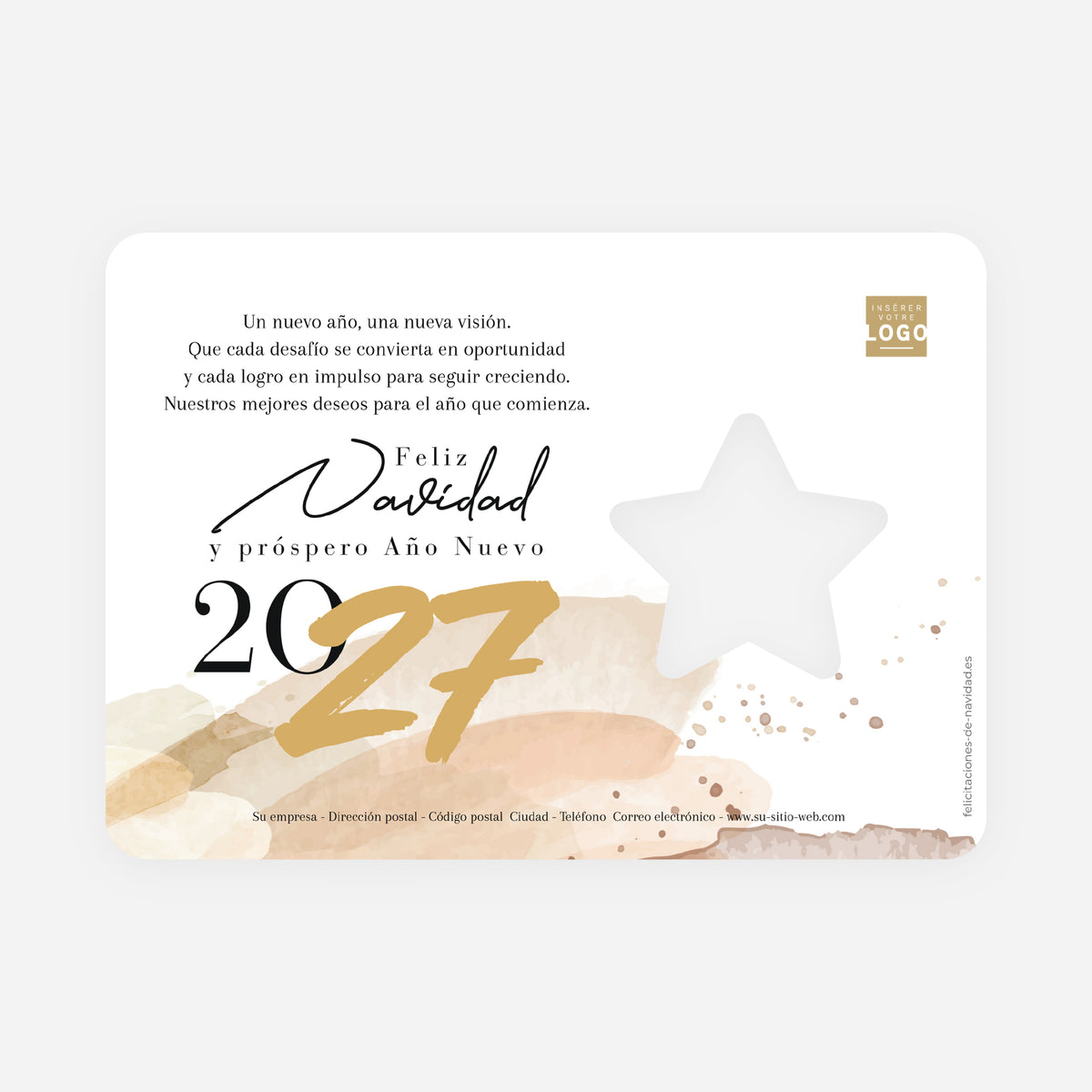 Toque Natural | Tarjeta de Navidad dorada • Estrella troquelada photo N° 2
