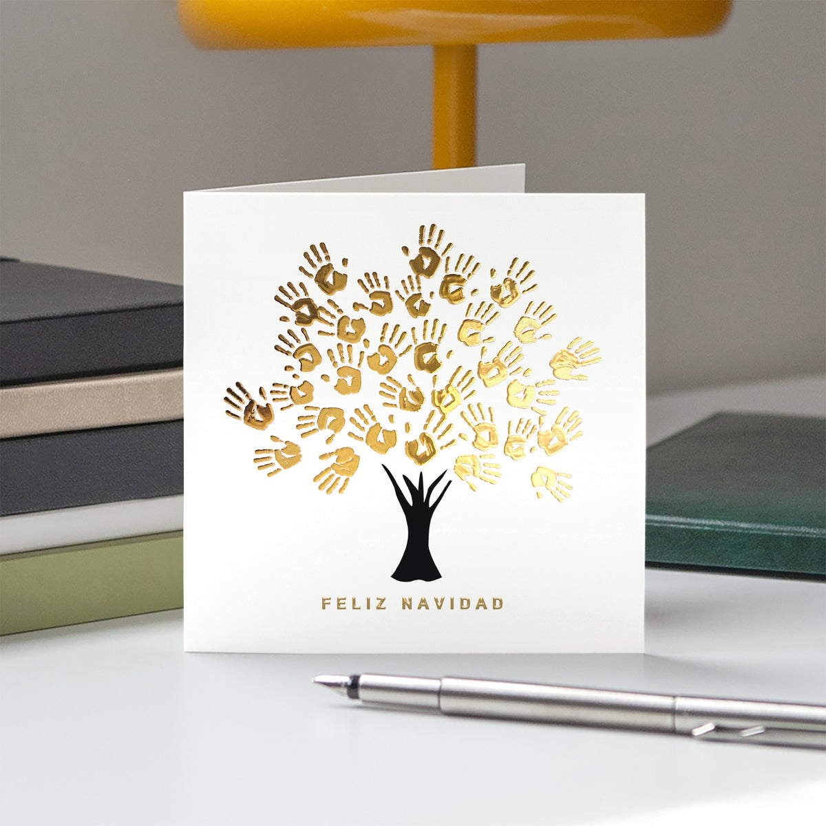 El Árbol de los Vínculos | Tarjeta de Navidad dorada • Cuadrada plegable photo N° 5