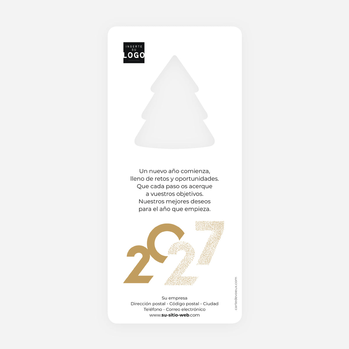 Elegancia Negra y Dorada | Tarjeta de Navidad dorada • Árbol troquelado photo N° 2