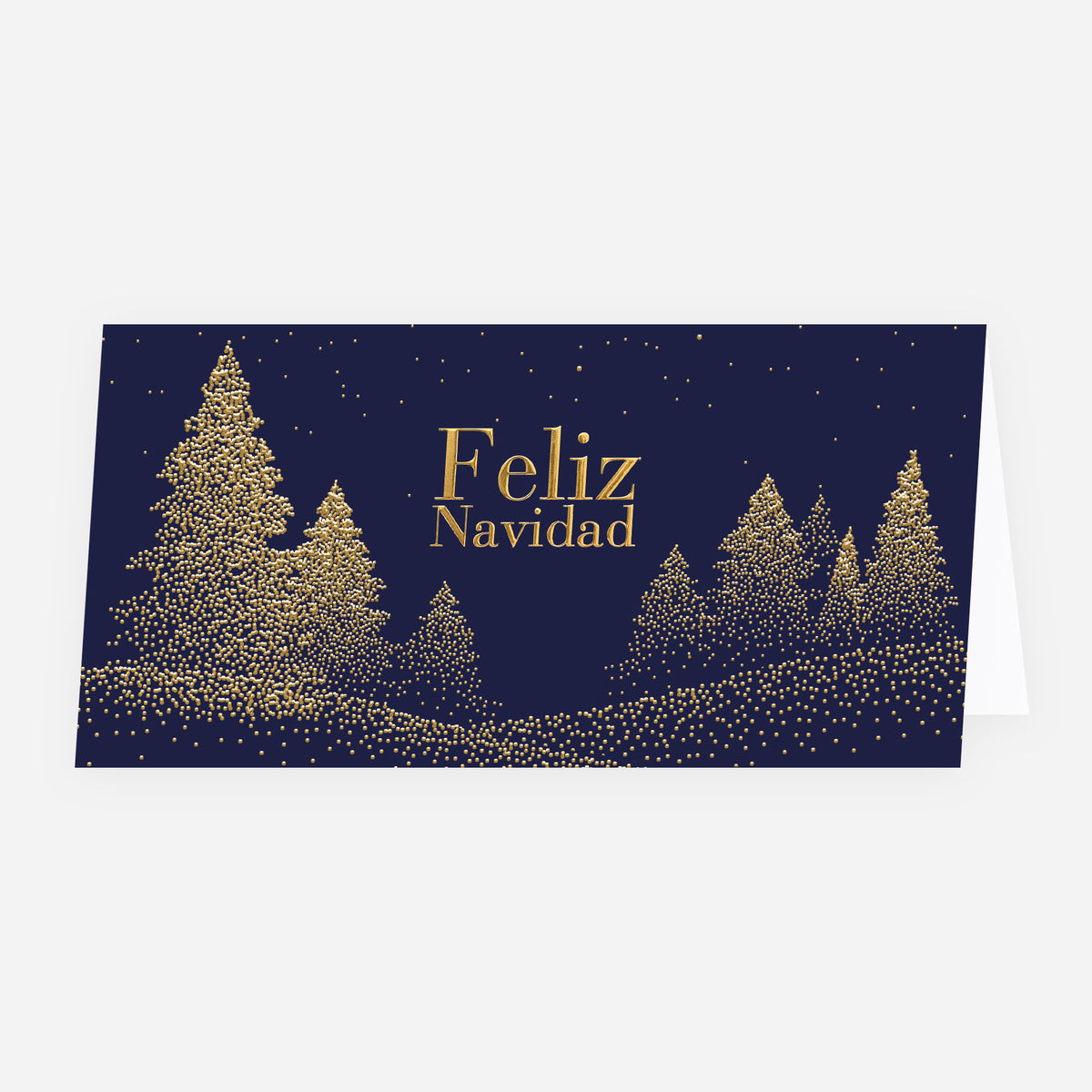 Abetos Centelleantes | Tarjeta de Navidad dorada • Panorámica plegable photo N° 1