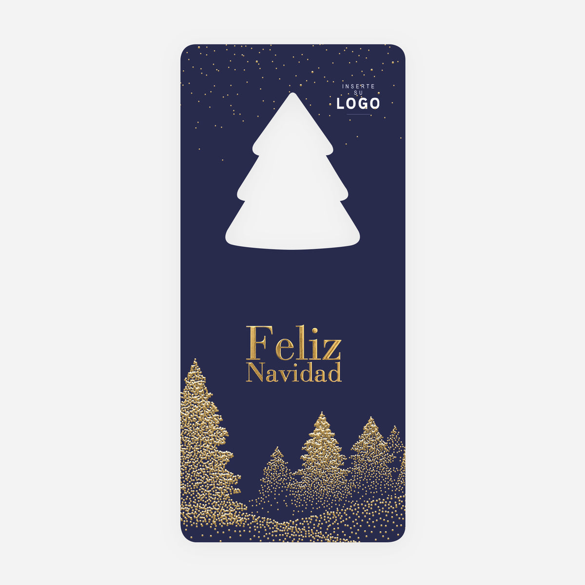 Abetos Centelleantes | Tarjeta de Navidad dorada • Árbol troquelado photo N° 1