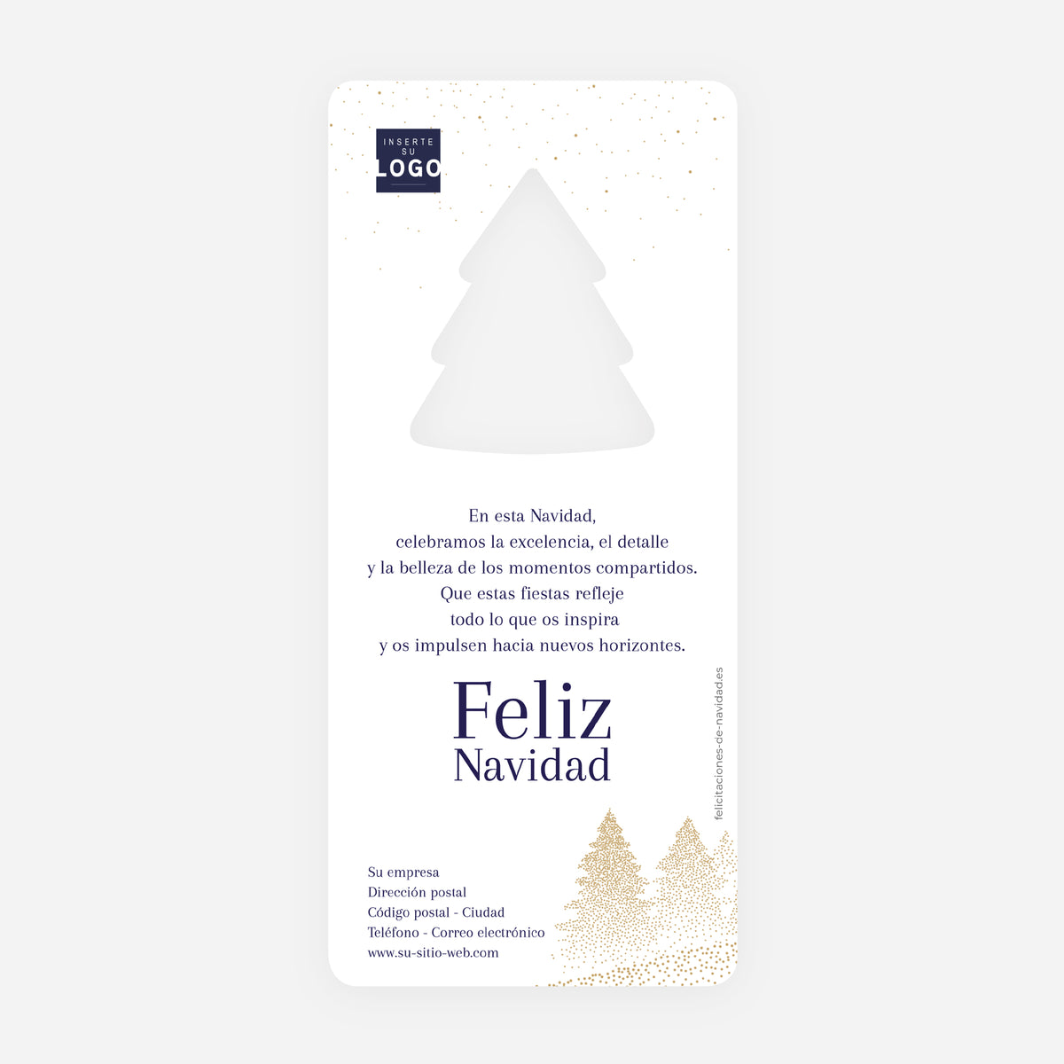 Abetos Centelleantes | Tarjeta de Navidad dorada • Árbol troquelado photo N° 2