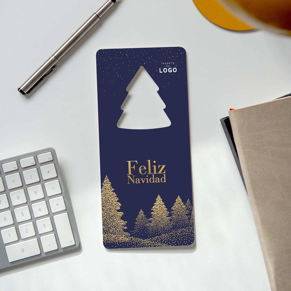 Abetos Centelleantes | Tarjeta de Navidad dorada • Árbol troquelado photo N° 4
