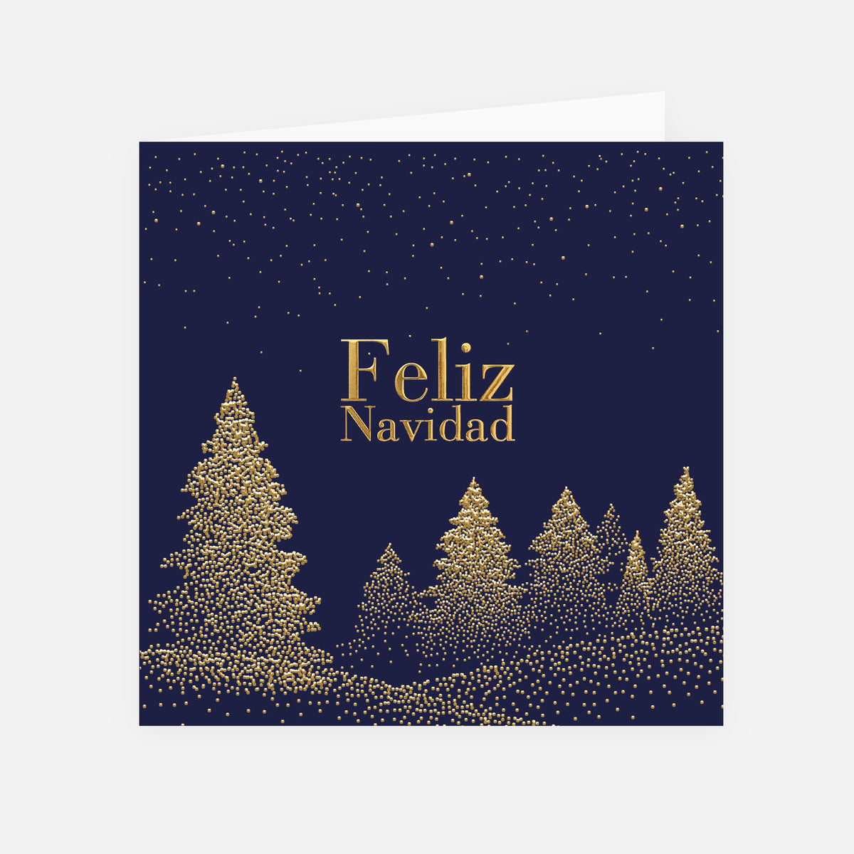 Abetos Centelleantes | Tarjeta de Navidad dorada • Cuadrada plegable photo N° 1