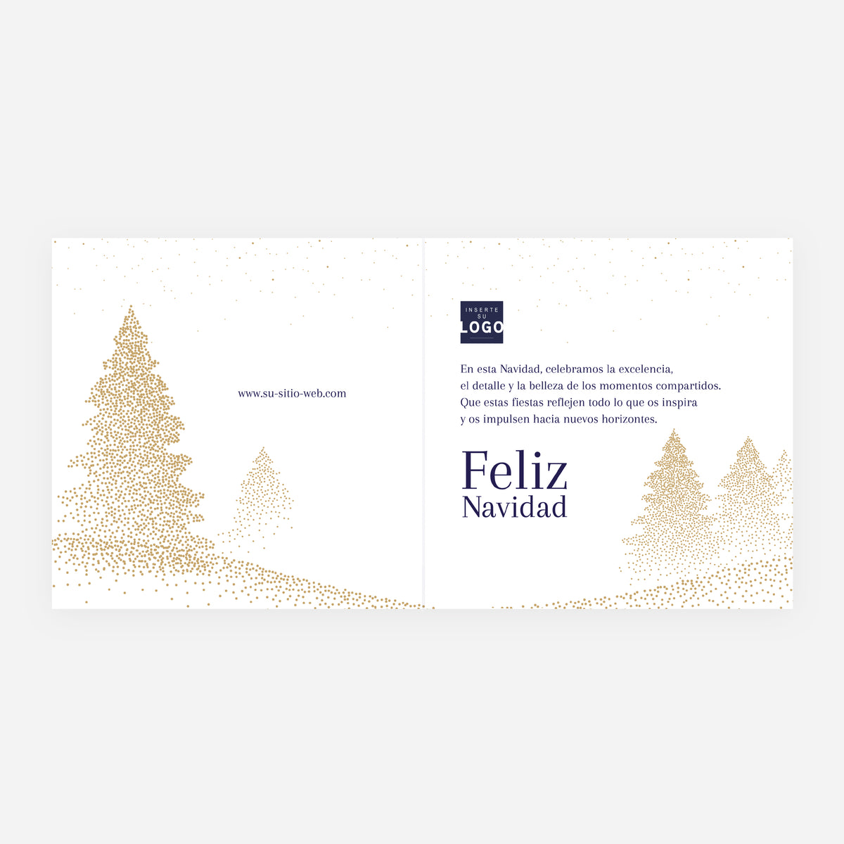 Abetos Centelleantes | Tarjeta de Navidad dorada • Cuadrada plegable photo N° 2