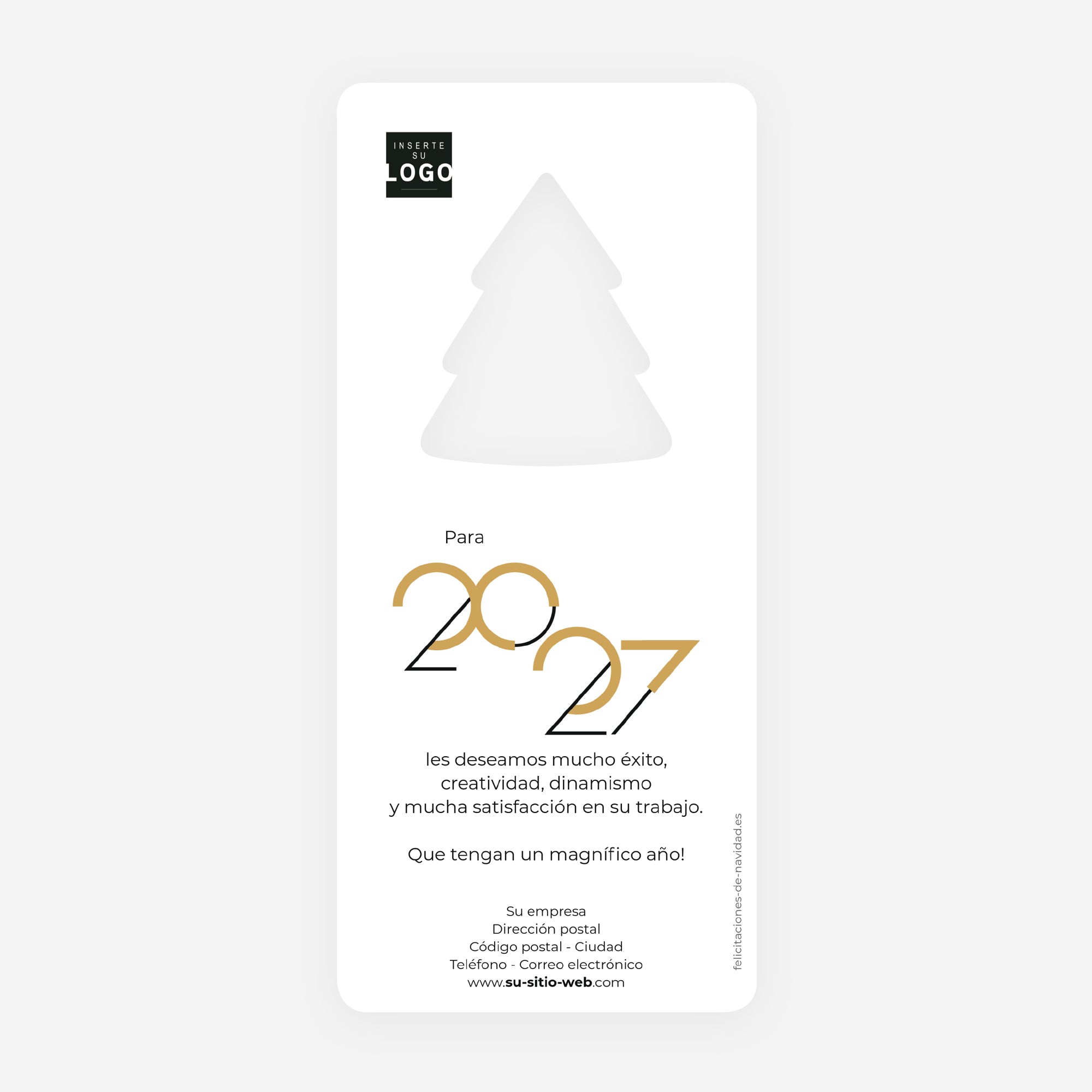 Estilo Gráfico | Tarjeta de Navidad dorada • Árbol troquelado photo N° 2