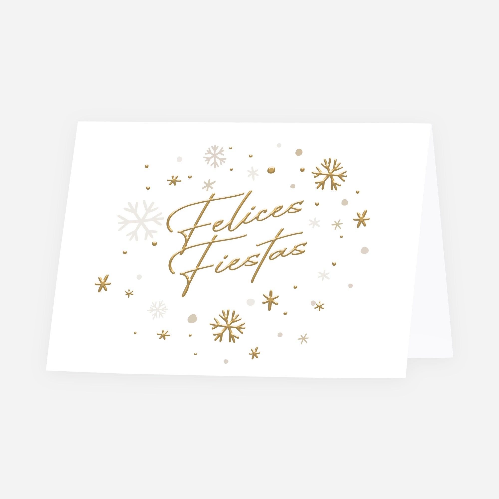 Nieve Elegante | Tarjeta de Navidad dorada • Horizontal plegable photo N° 1
