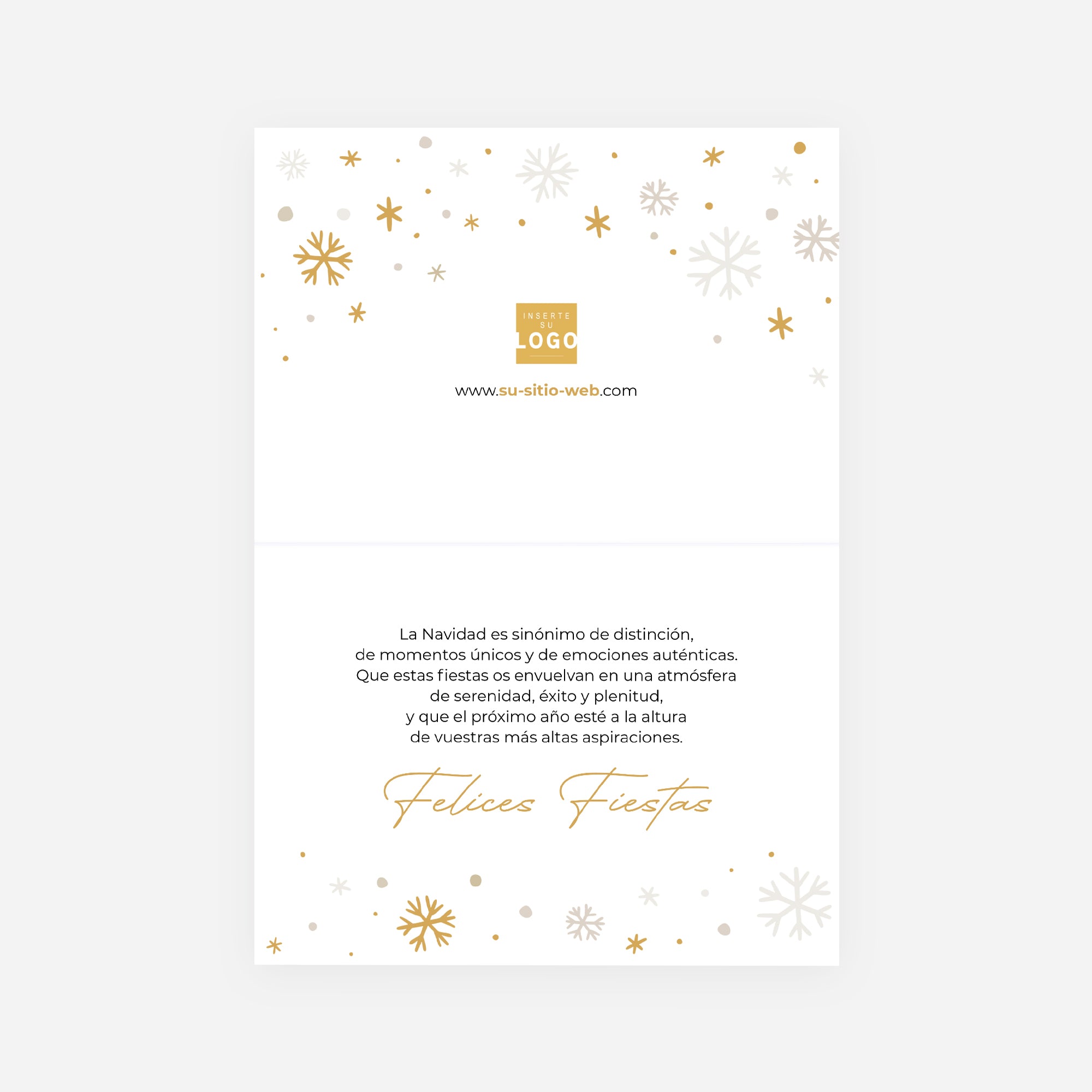 Nieve Elegante | Tarjeta de Navidad dorada • Horizontal plegable photo N° 2