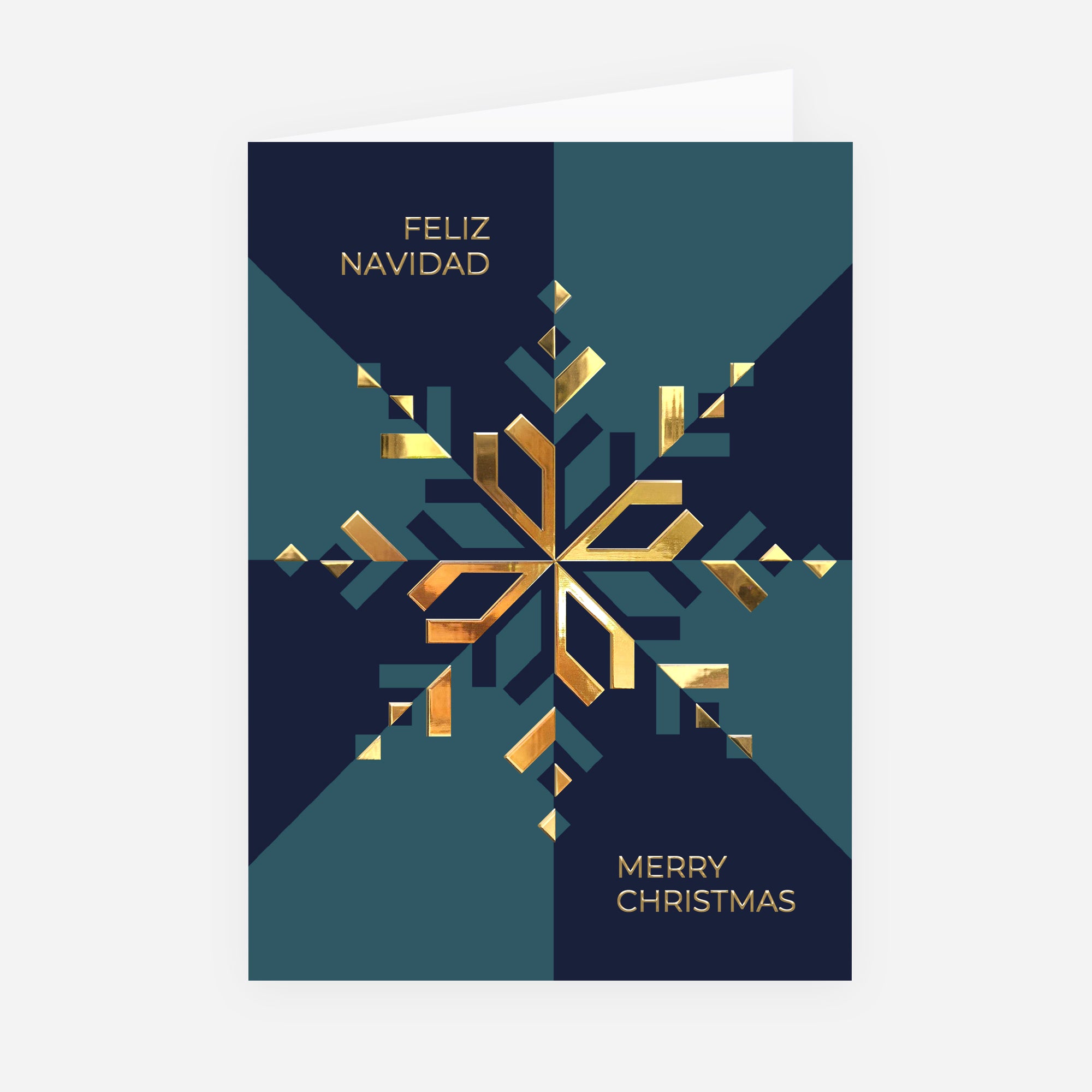 Copo de Nieve Elegante | Tarjeta de Navidad dorada • Vertical plegable photo N° 1