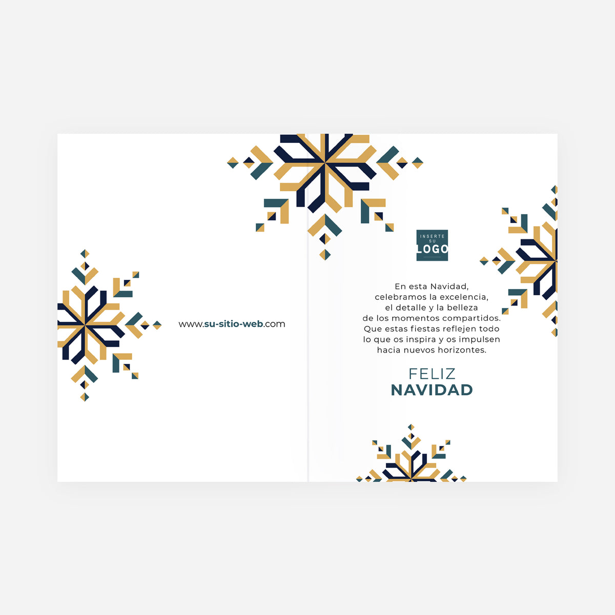 Copo de Nieve Elegante | Tarjeta de Navidad dorada • Vertical de doble hoja photo N° 2