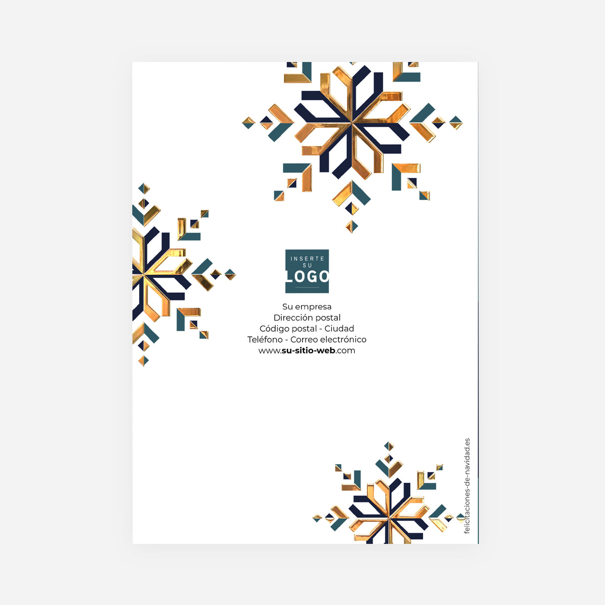 Copo de Nieve Elegante | Tarjeta de Navidad dorada • Vertical de doble hoja photo N° 3