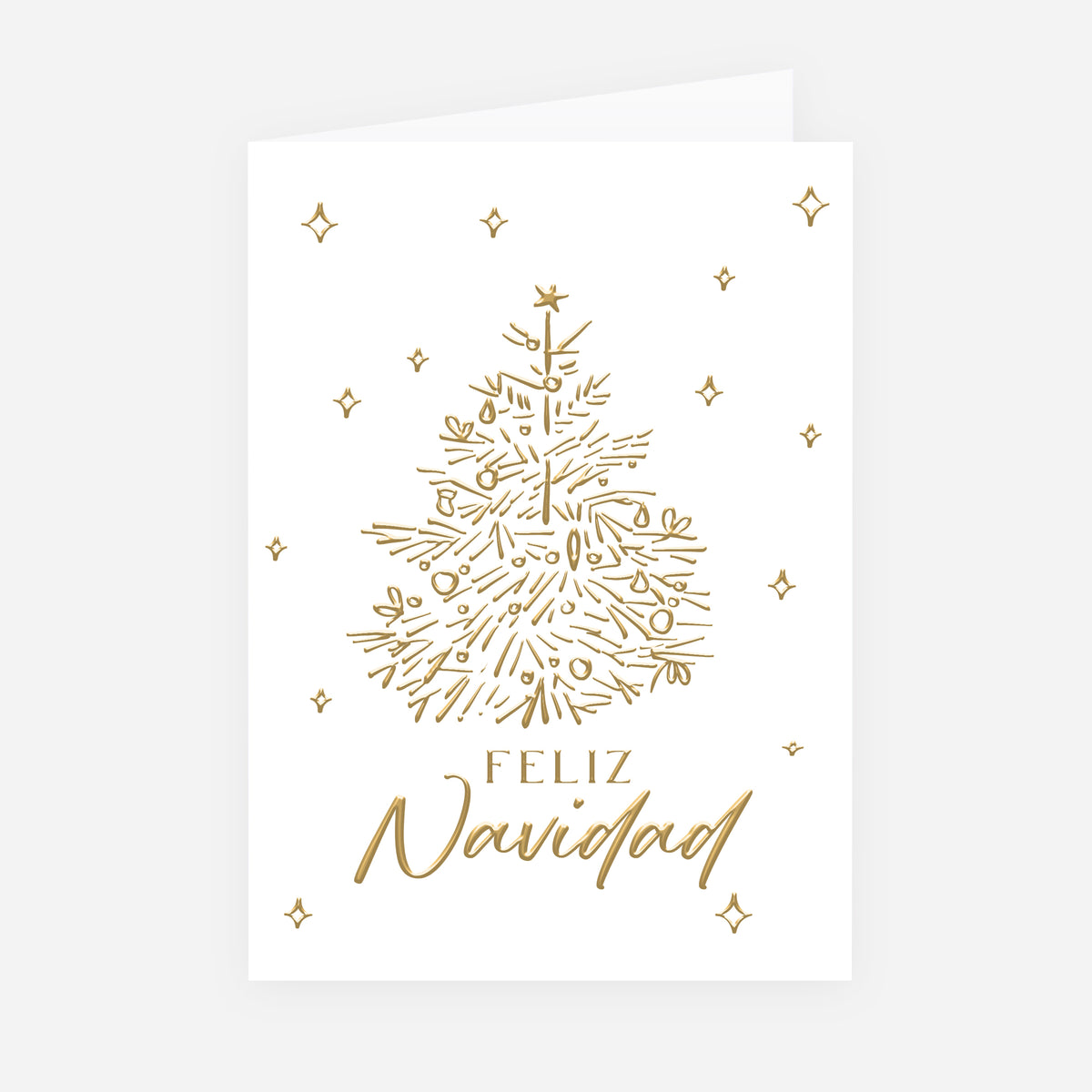 Abeto Precioso | Tarjeta de Navidad dorada • Vertical de doble hoja photo N° 1