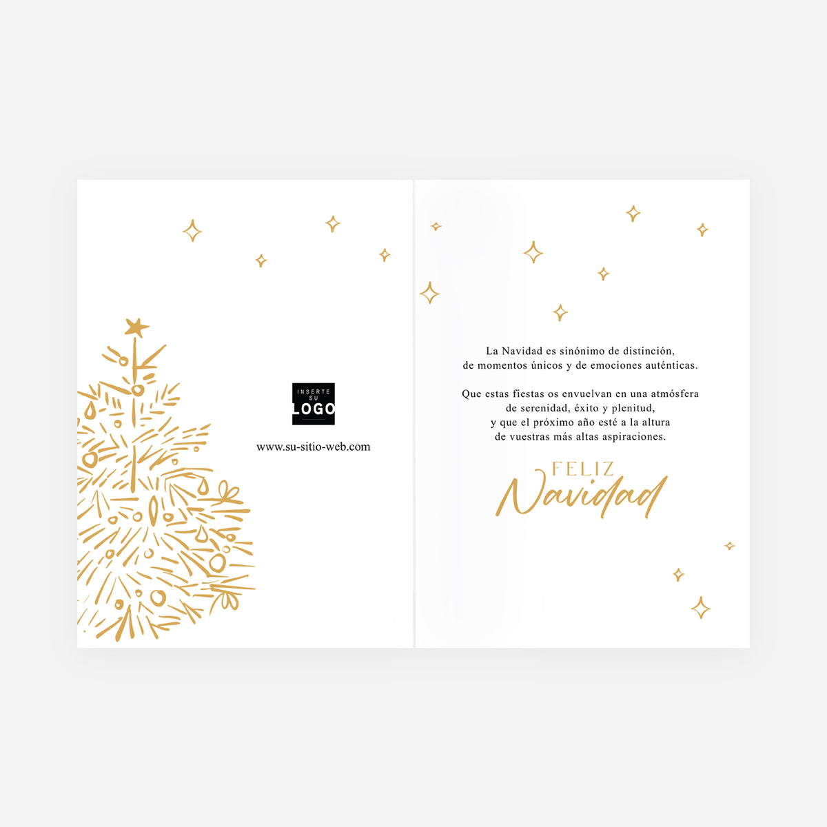 Abeto Precioso | Tarjeta de Navidad dorada • Vertical de doble hoja photo N° 2