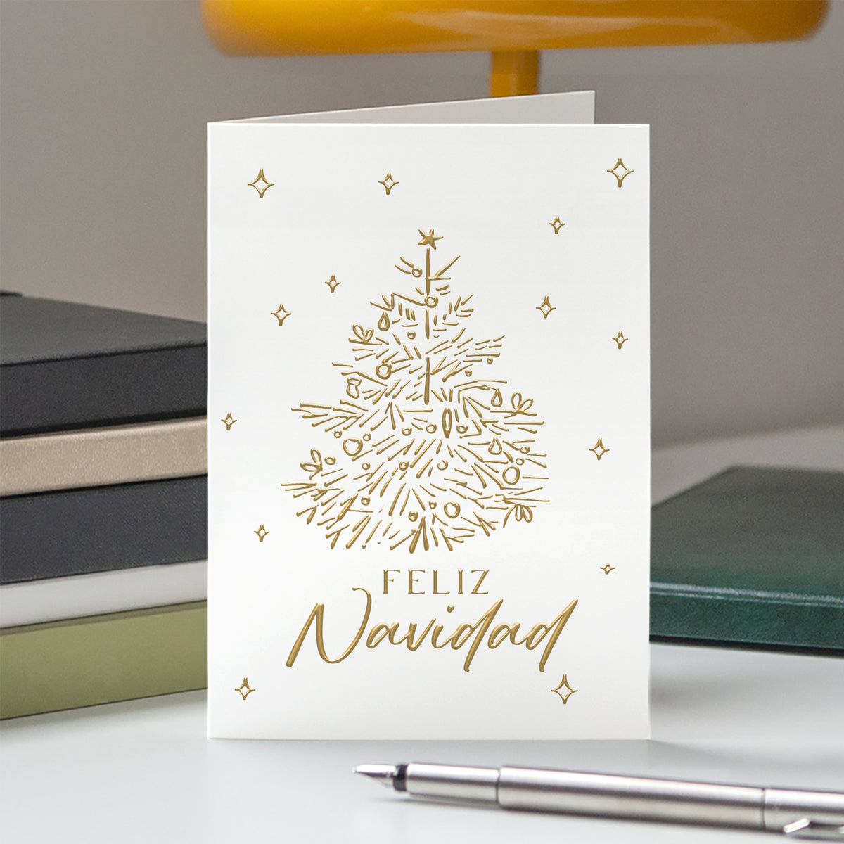 Abeto Precioso | Tarjeta de Navidad dorada • Vertical de doble hoja photo N° 5