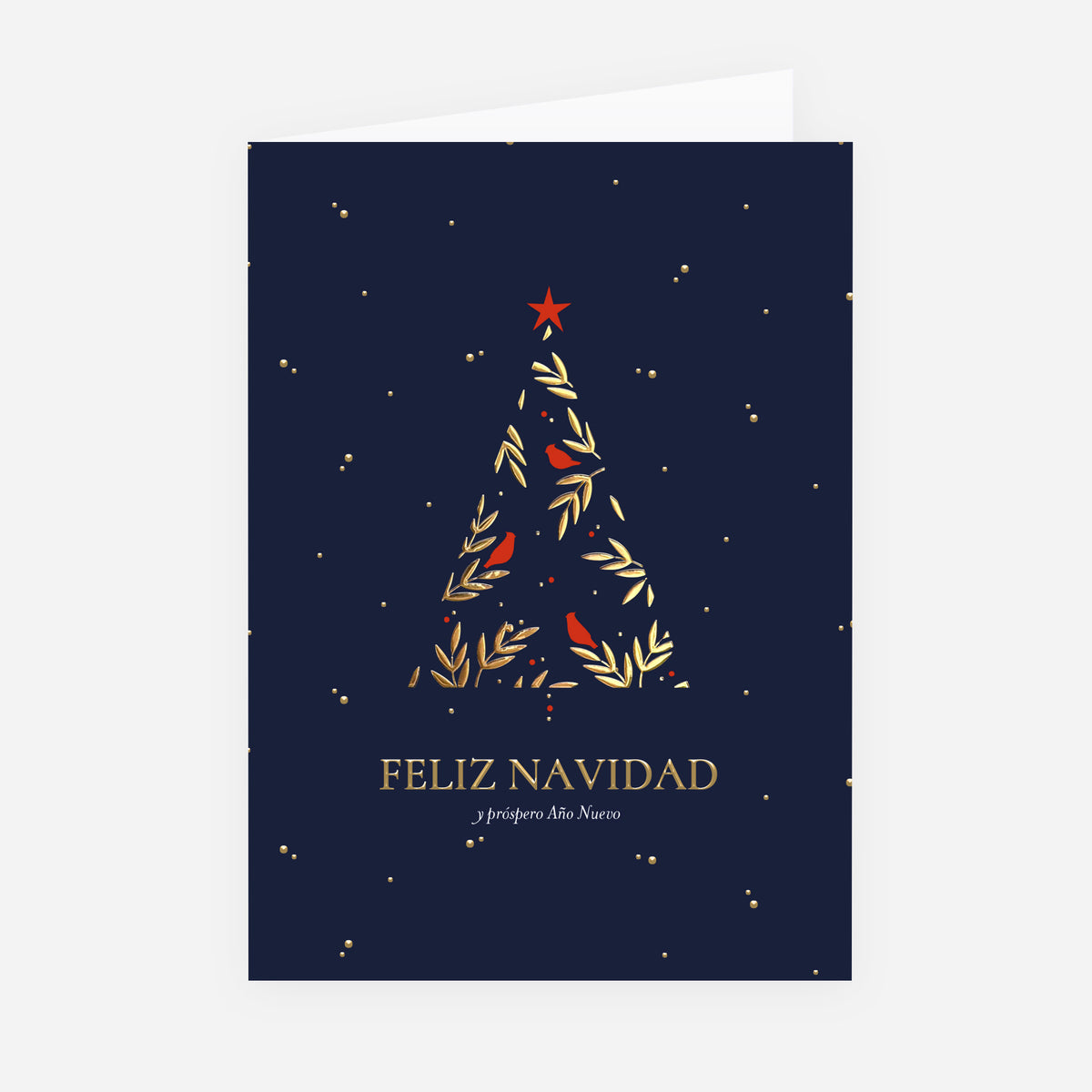 Abeto Encantado | Tarjeta de Navidad dorada • Vertical de doble hoja photo N° 1