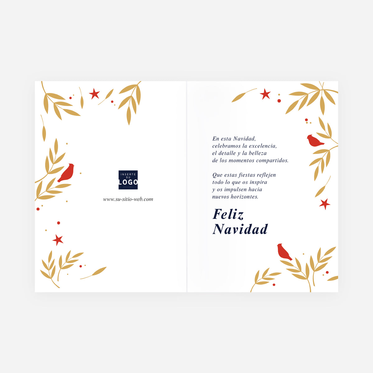 Abeto Encantado | Tarjeta de Navidad dorada • Vertical de doble hoja photo N° 2