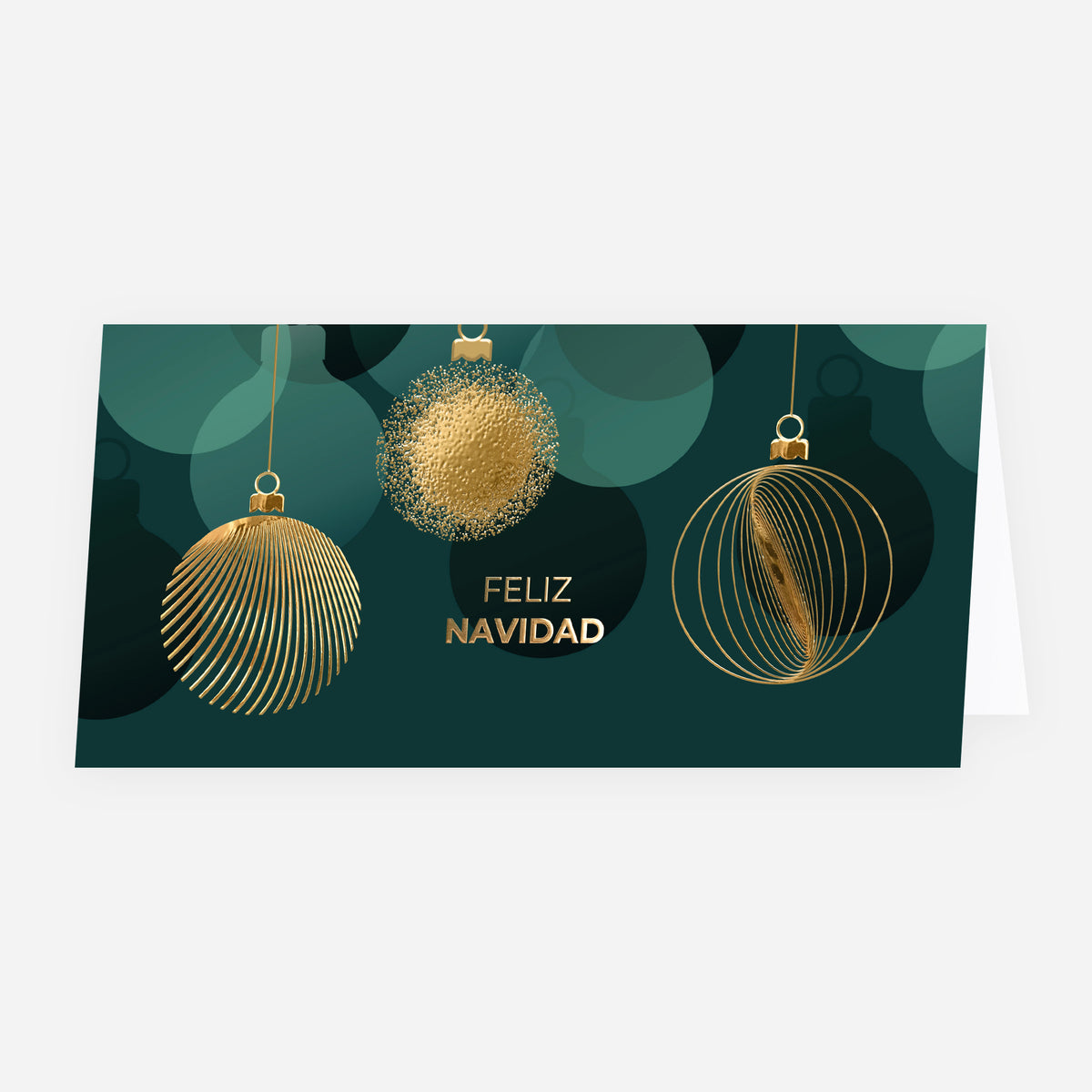 Adornos Dorados | Tarjeta de Navidad dorada • Panorámica plegable photo N° 1