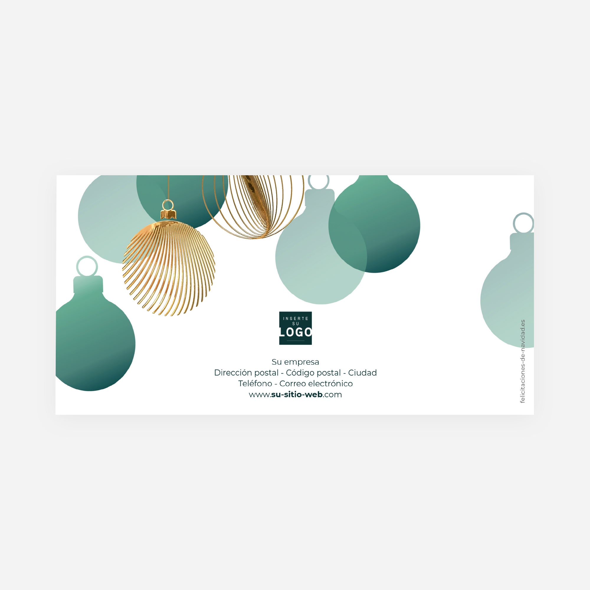 Adornos Dorados | Tarjeta de Navidad dorada • Panorámica plegable photo N° 3