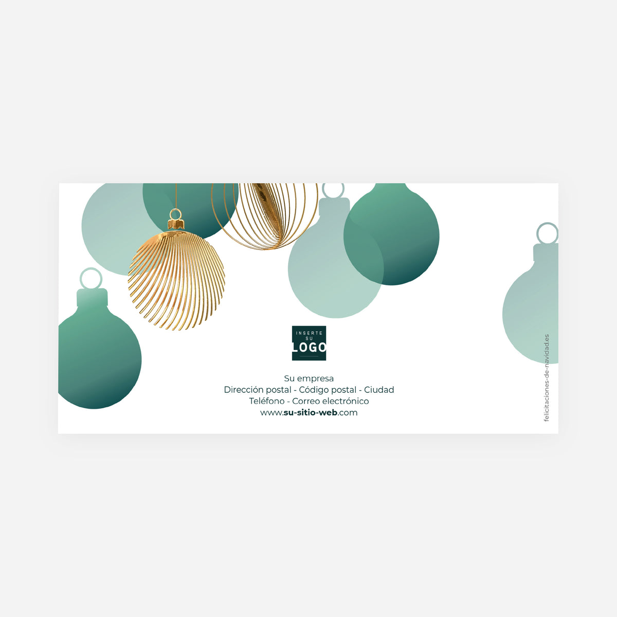 Adornos Dorados | Tarjeta de Navidad dorada • Panorámica plegable photo N° 3