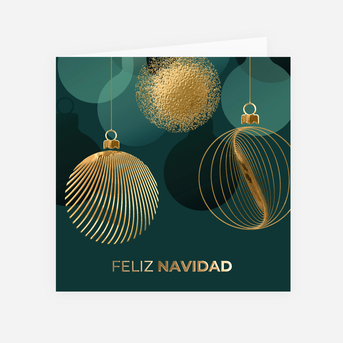 Adornos Dorados | Tarjeta de Navidad dorada • Cuadrada plegable photo N° 1