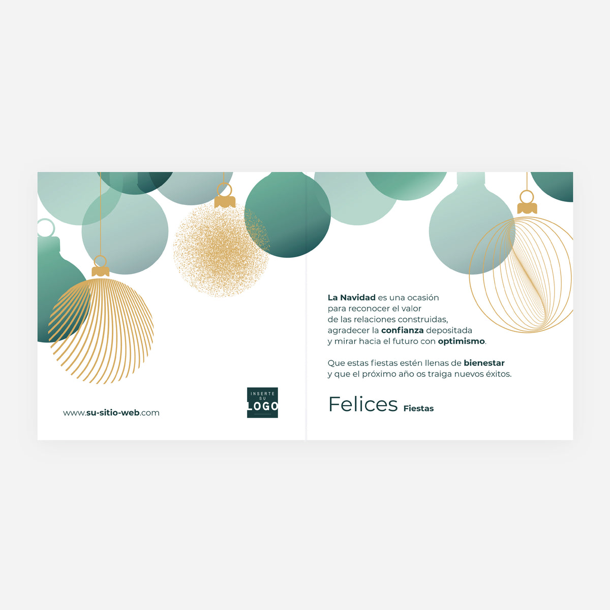 Adornos Dorados | Tarjeta de Navidad dorada • Cuadrada plegable photo N° 2