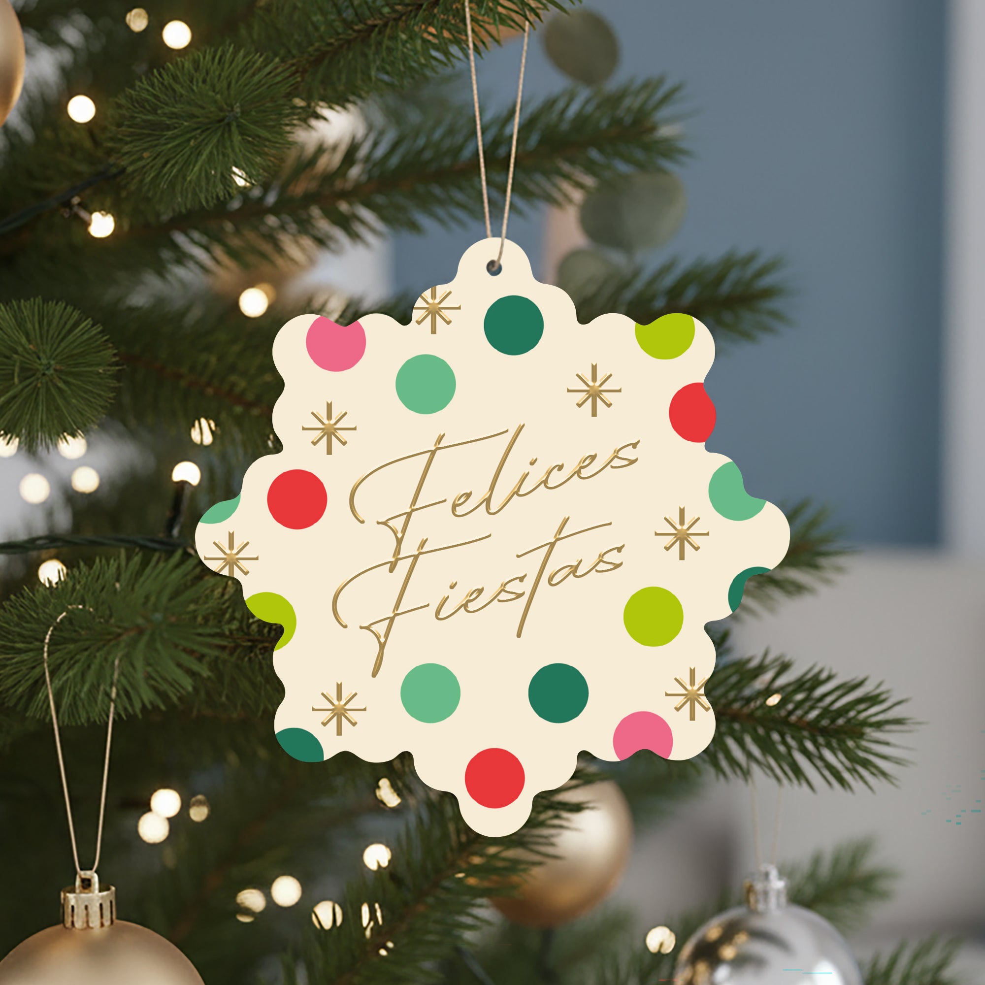 Confeti de Deseos | Tarjeta de Navidad dorada • Copo de nieve para colgar photo N° 4