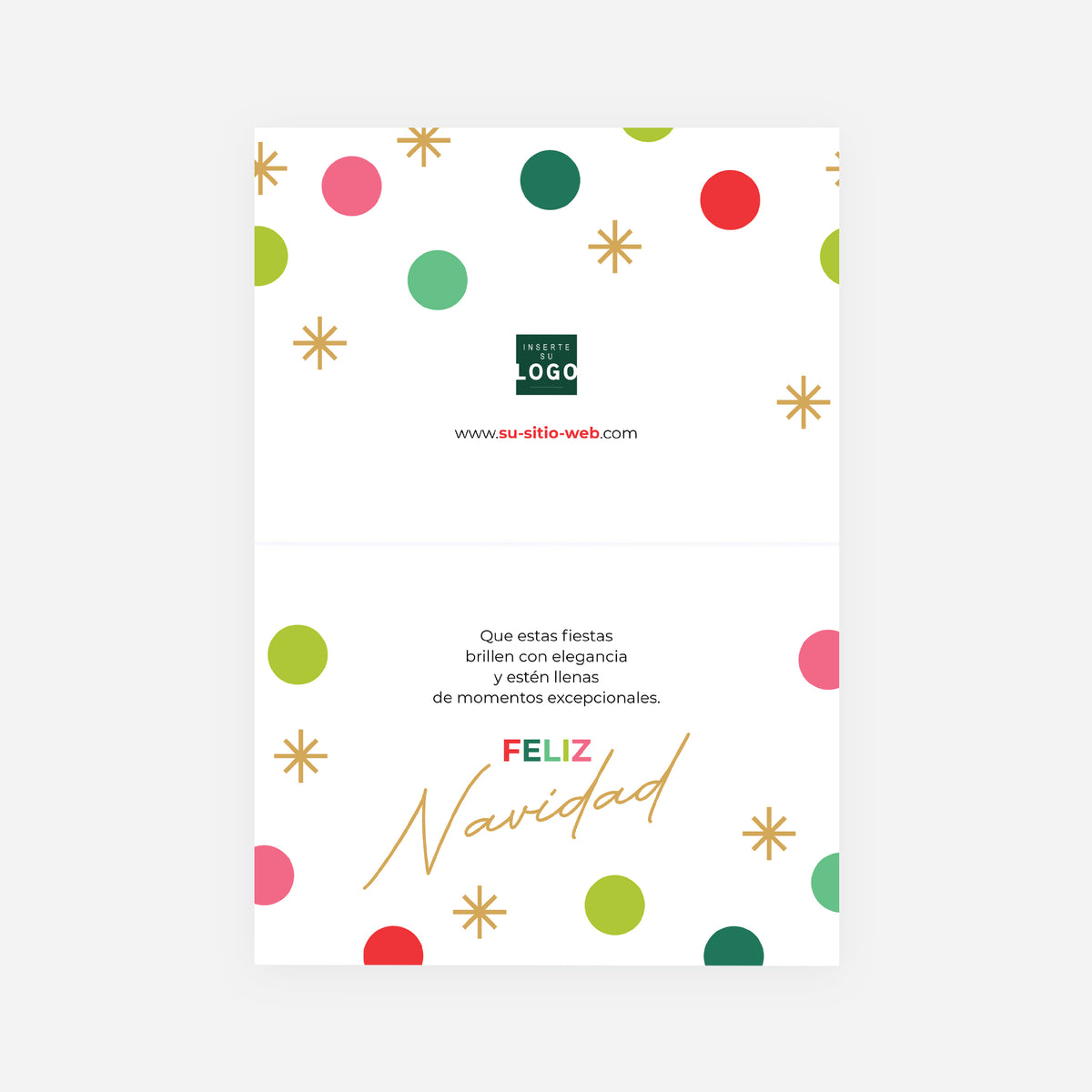 Confeti de Deseos | Tarjeta de Navidad dorada • Díptico horizontal photo N° 2