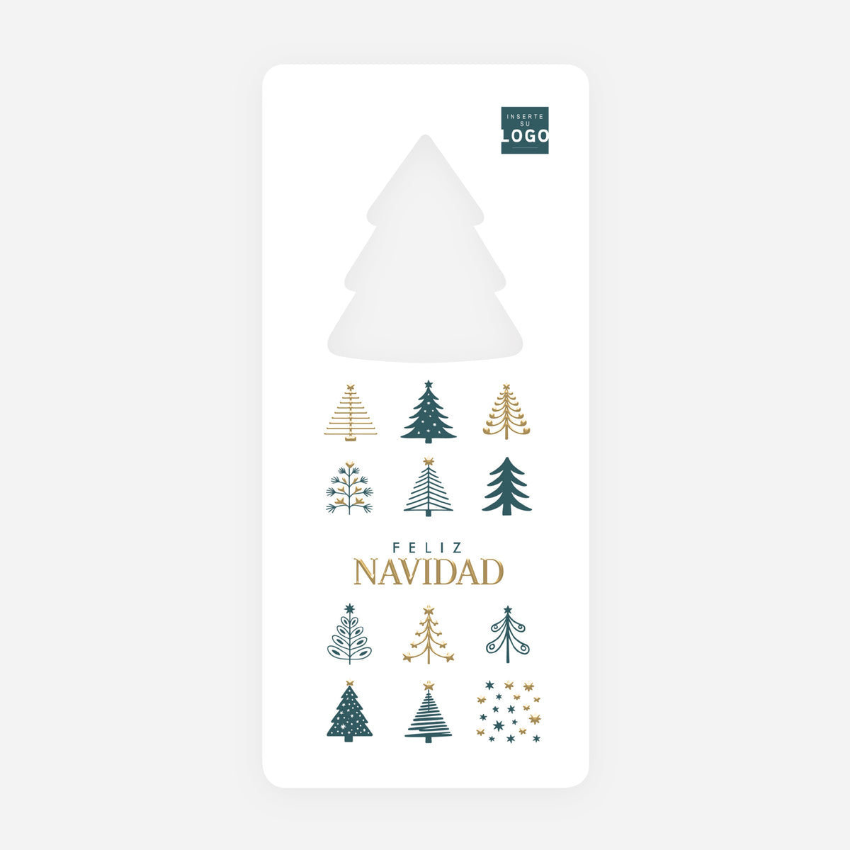 Bosque Geométrico | Tarjeta de Navidad dorada • Árbol troquelado photo N° 1