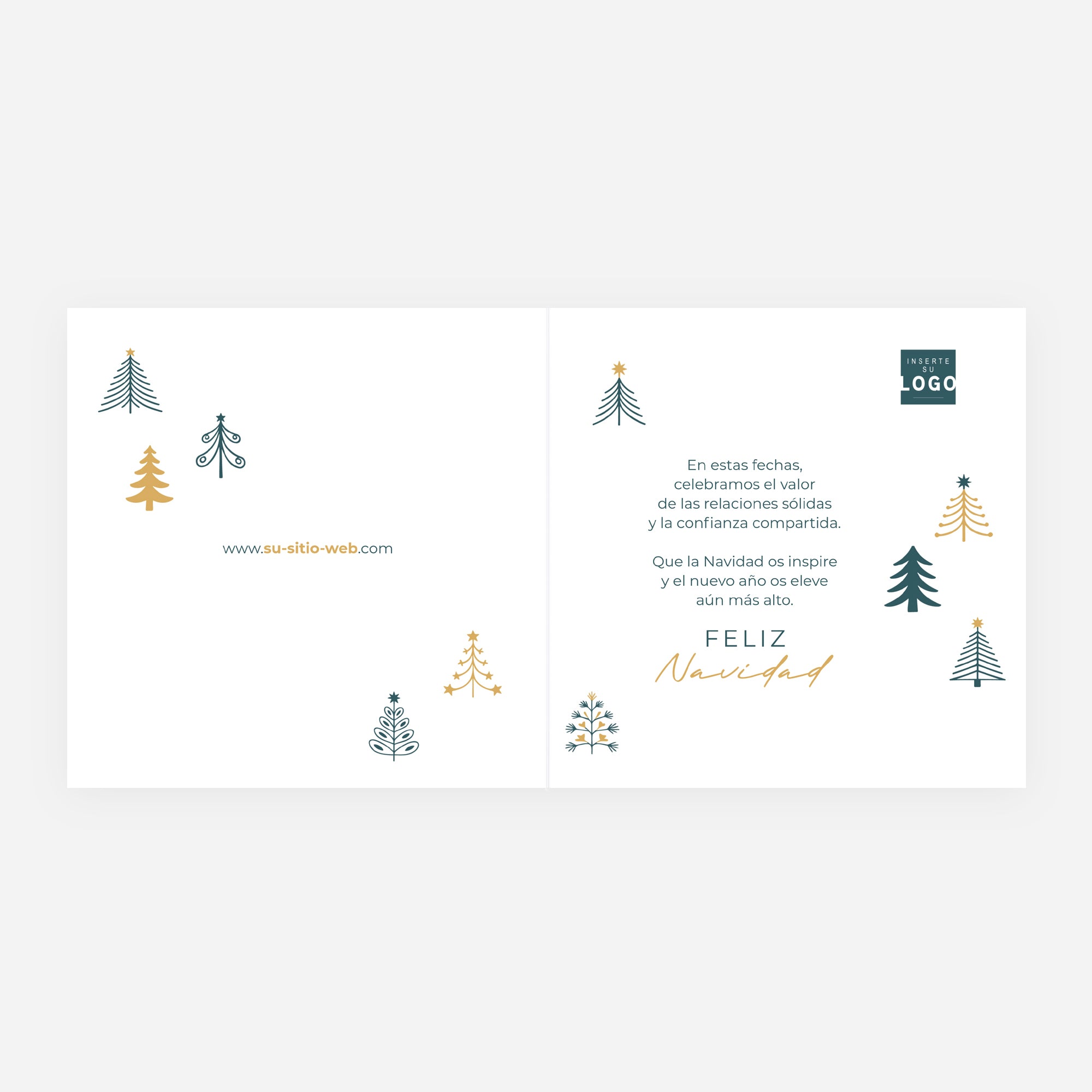 Bosque Geométrico | Tarjeta de Navidad dorada • Cuadrada plegable photo N° 2