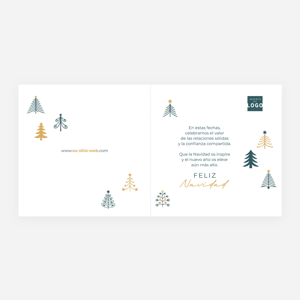 Bosque Geométrico | Tarjeta de Navidad dorada • Cuadrada plegable photo N° 2
