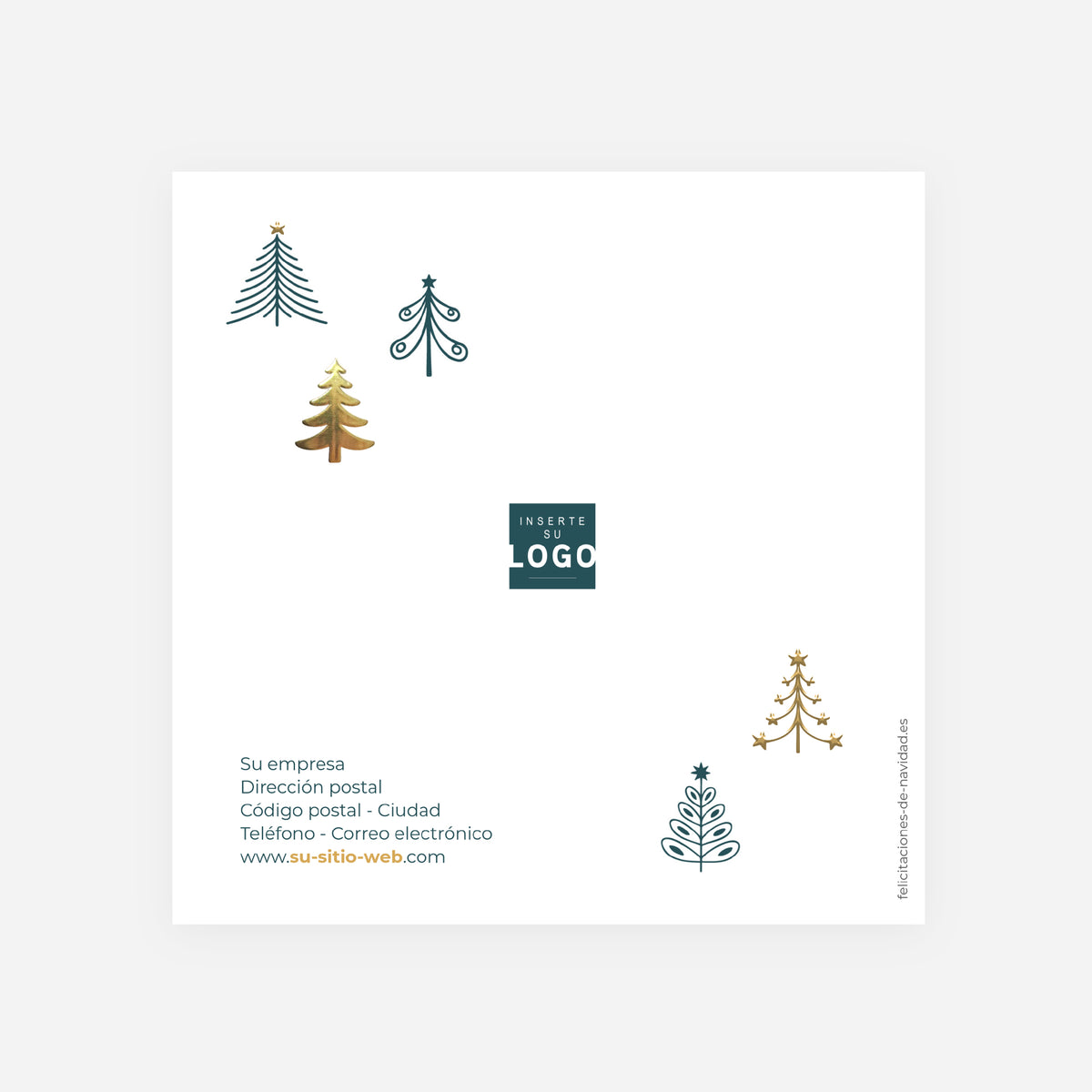 Bosque Geométrico | Tarjeta de Navidad dorada • Cuadrada plegable photo N° 3