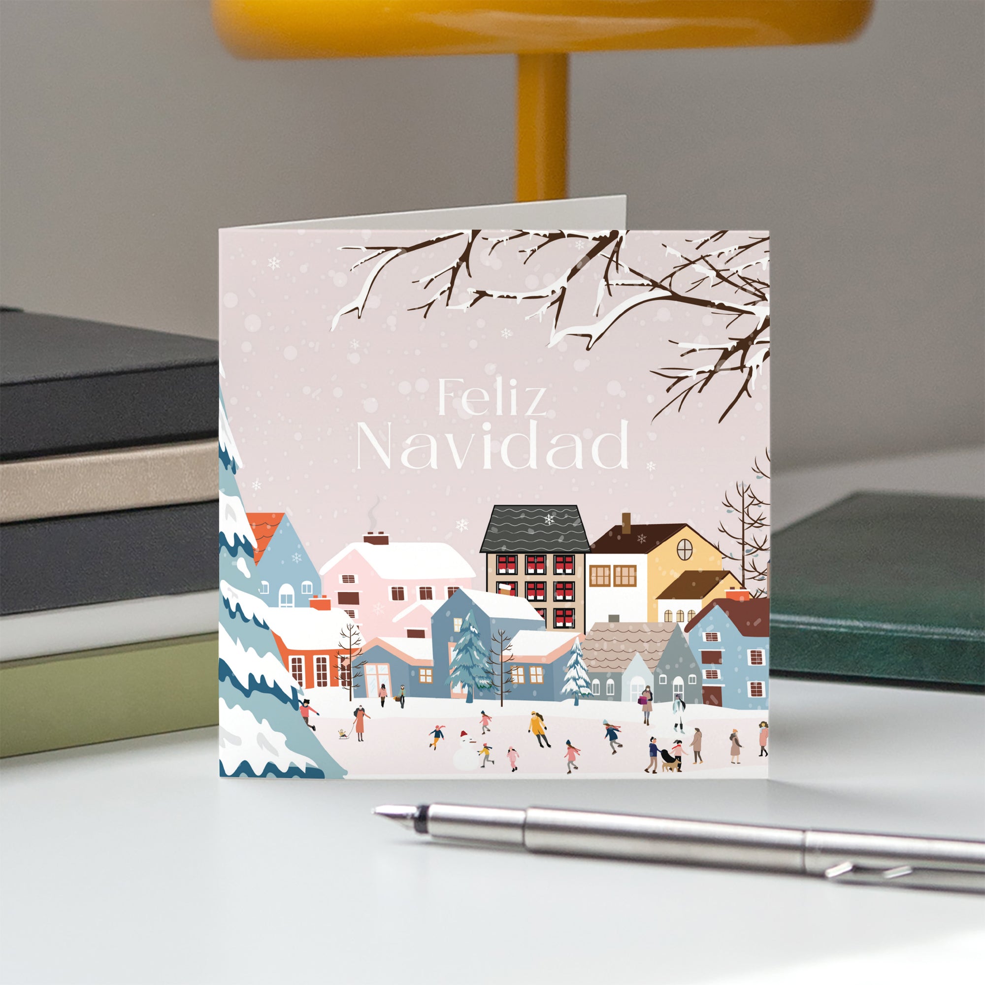 Pueblo Encantado | Tarjeta de navidad • Cuadrada plegable photo N° 5