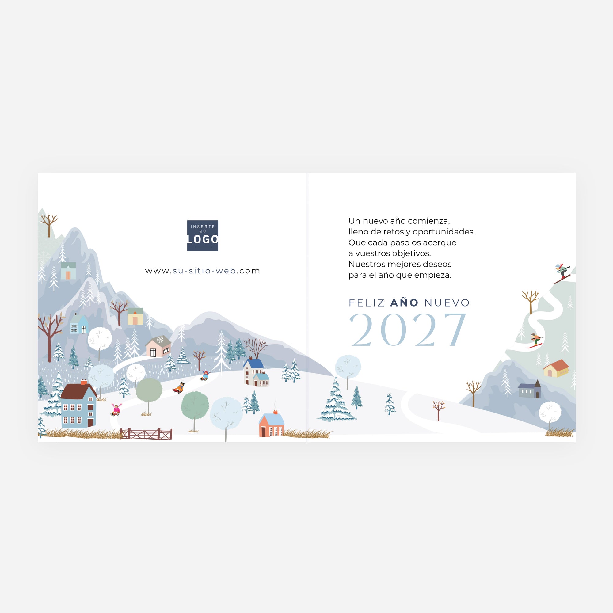 Panorama Invernal | Tarjeta de navidad • Cuadrada plegable photo N° 2