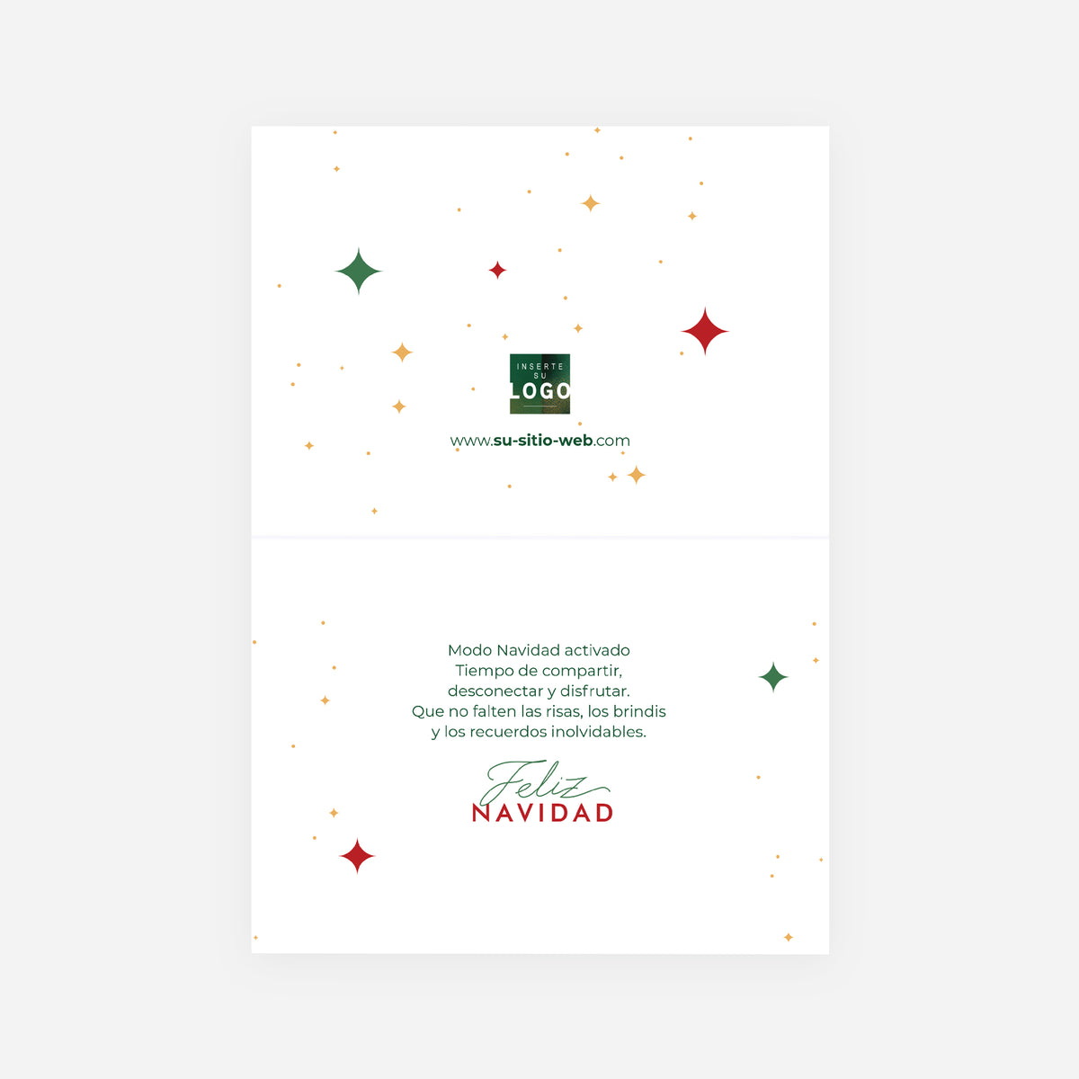 Bolas navideñas encantadoras | Tarjeta de Navidad dorada • Díptico horizontal photo N° 2