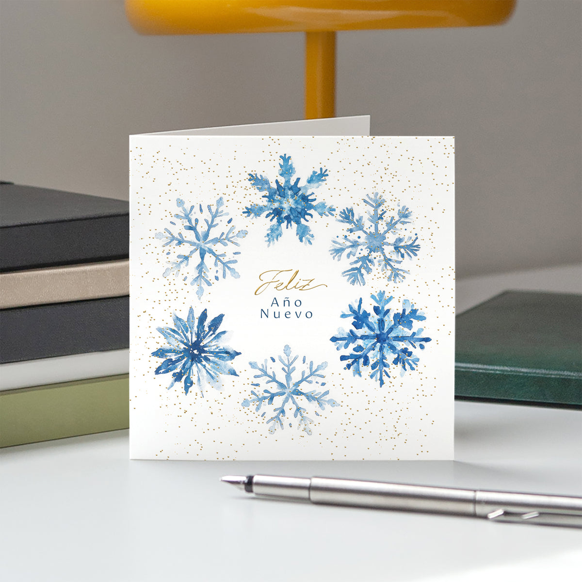 Copos Dorados | Tarjeta de Navidad dorada • Cuadrada plegable photo N° 5