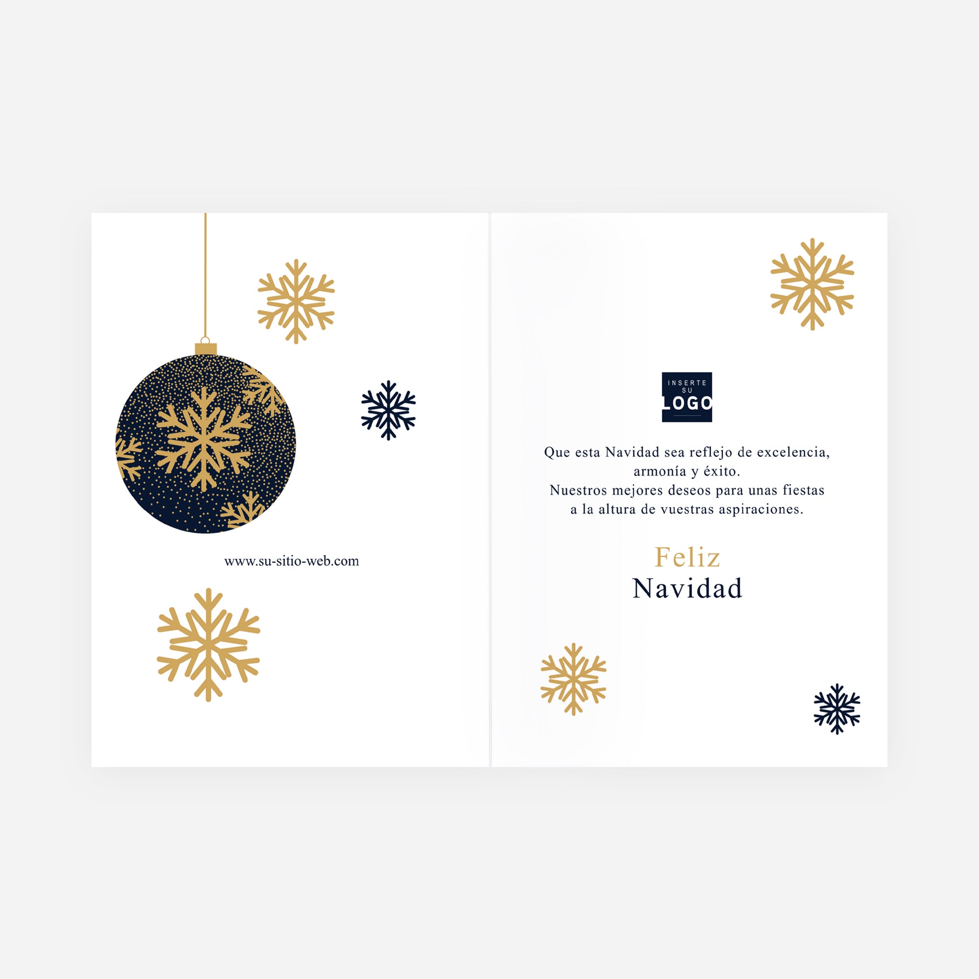 Brillo Navideño | Tarjeta de Navidad dorada • Vertical plegable photo N° 2