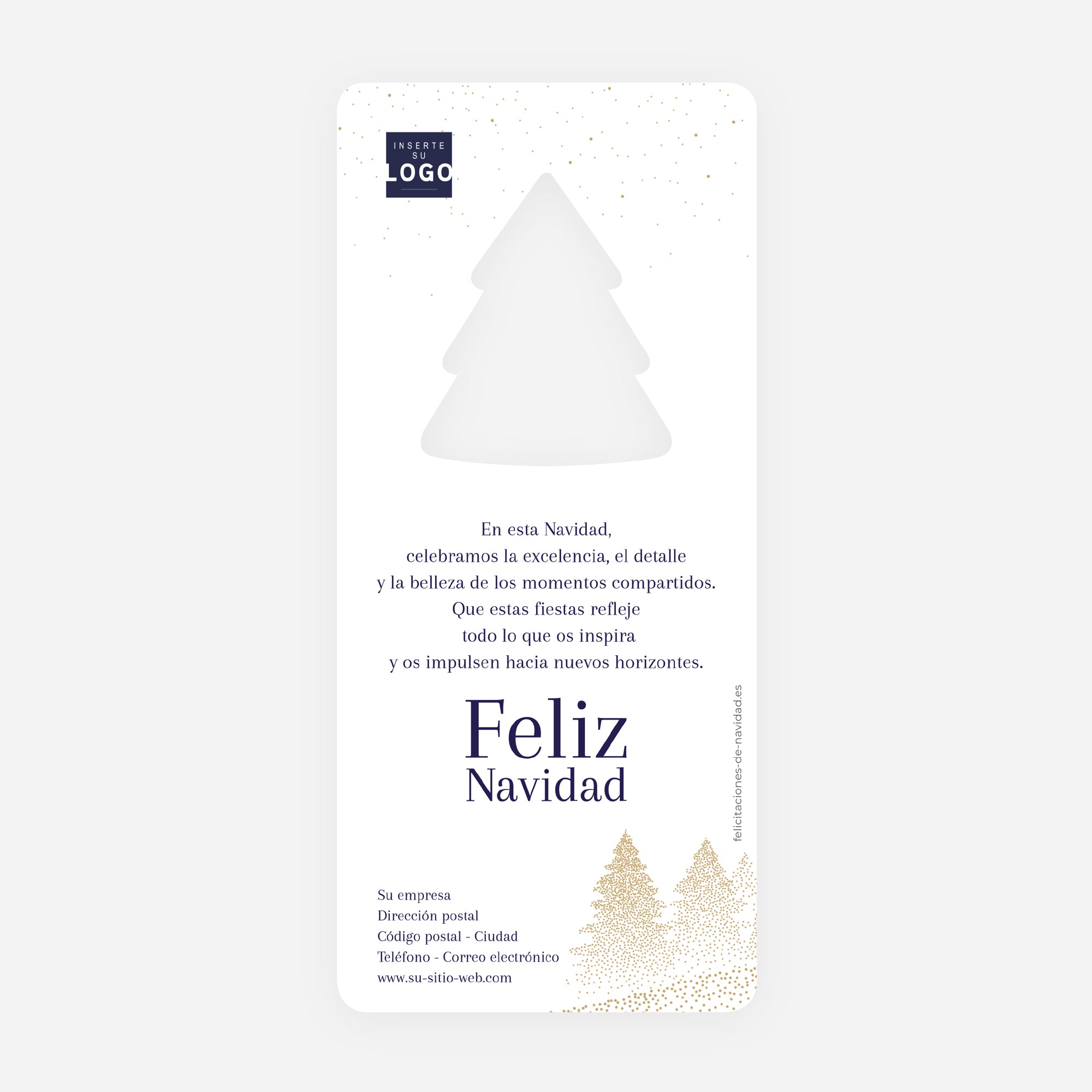 Abetos Centelleantes | Tarjeta de Navidad dorada • Árbol troquelado photo N° 2