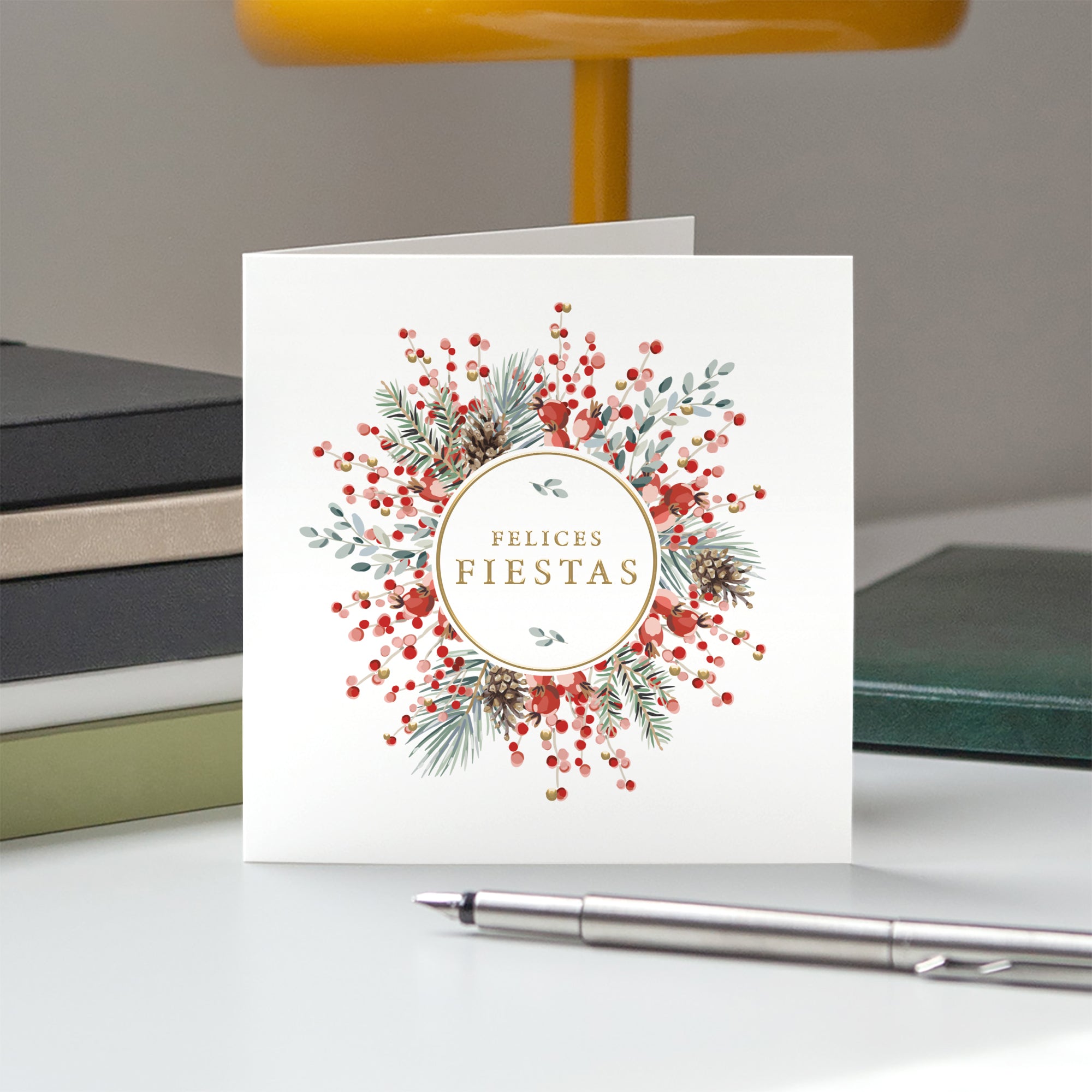 Floración de Invierno | Tarjeta de Navidad dorada • Cuadrada plegable photo N° 5