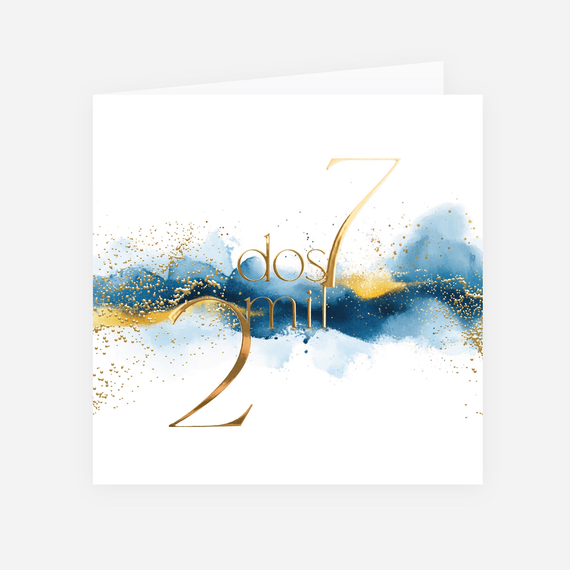 Azul de Oro | Tarjeta de Navidad dorada • Cuadrada plegable photo N° 1
