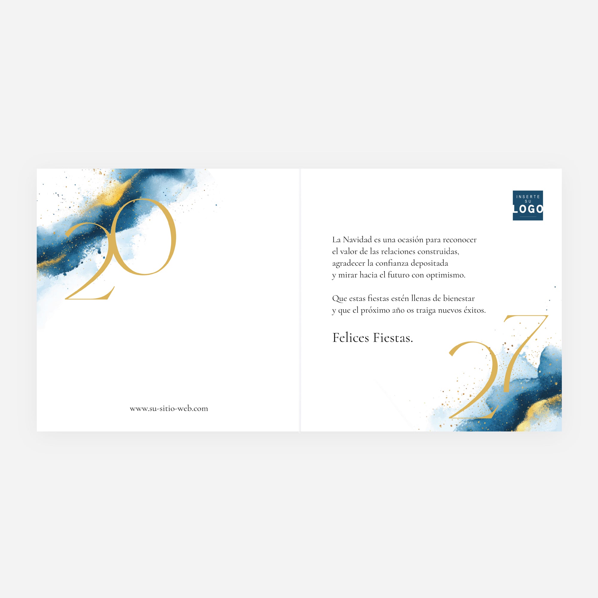 Azul de Oro | Tarjeta de Navidad dorada • Cuadrada plegable photo N° 2