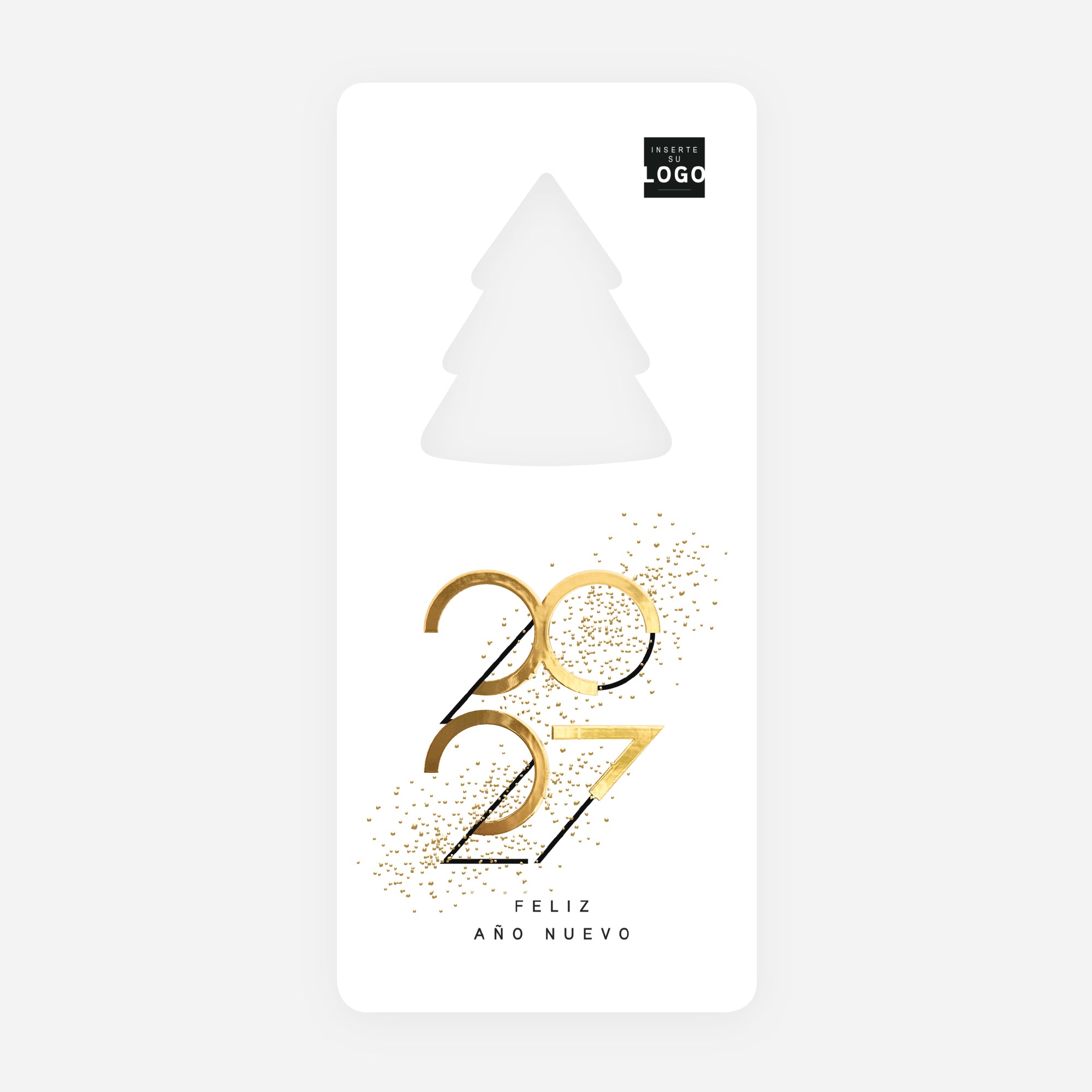 Estilo Gráfico | Tarjeta de Navidad dorada • Árbol troquelado photo N° 1