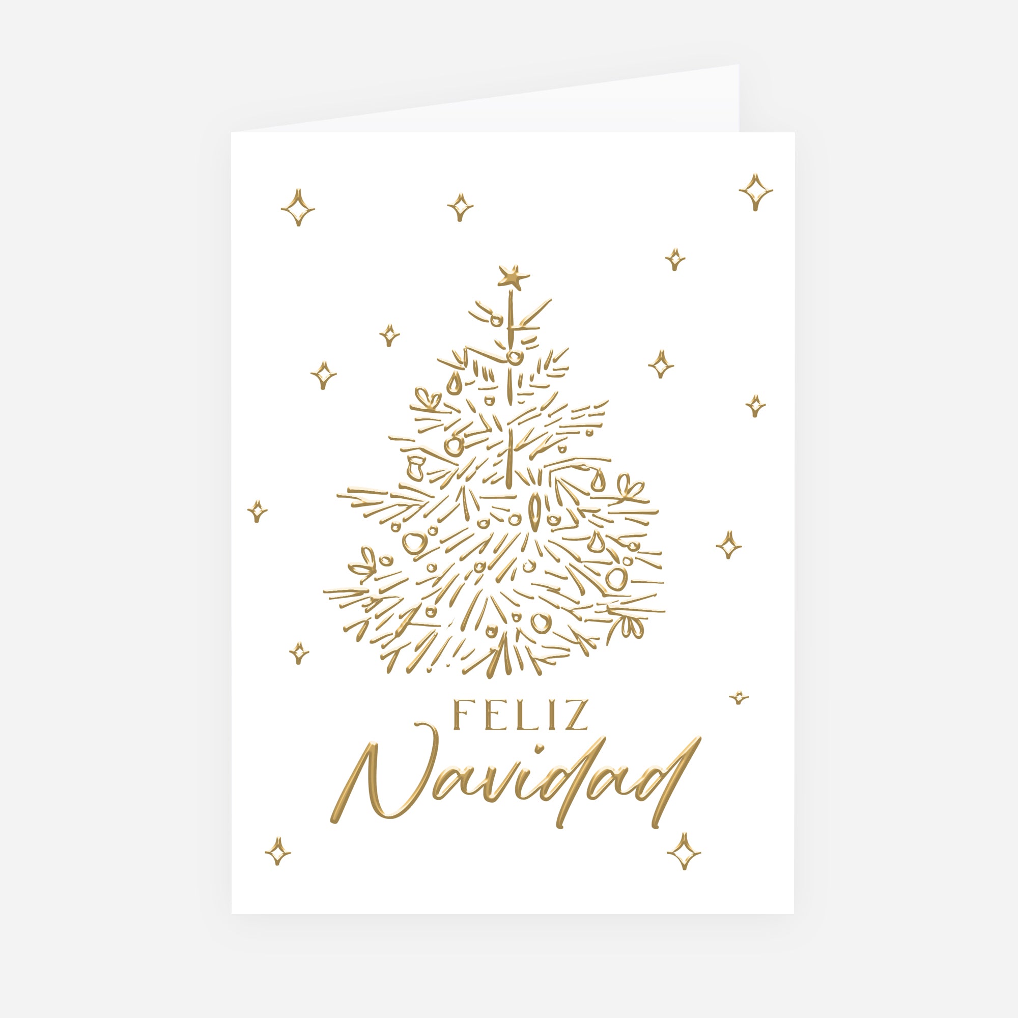 Abeto Precioso | Tarjeta de Navidad dorada • Vertical plegable photo N° 1