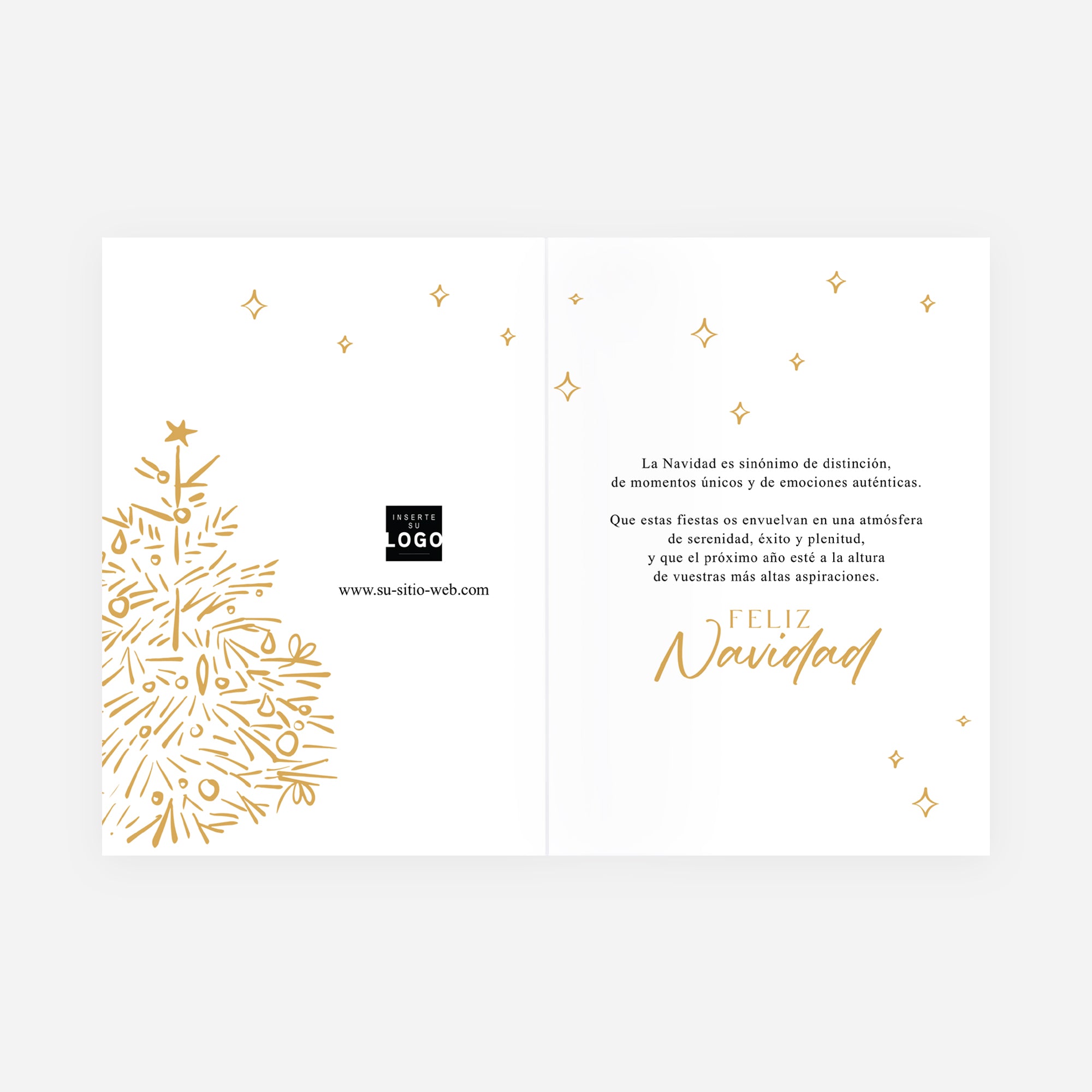 Abeto Precioso | Tarjeta de Navidad dorada • Vertical plegable photo N° 2