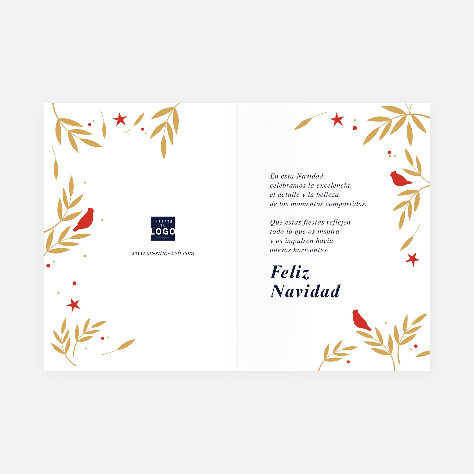 Abeto Encantado | Tarjeta de Navidad dorada • Vertical plegable photo N° 2