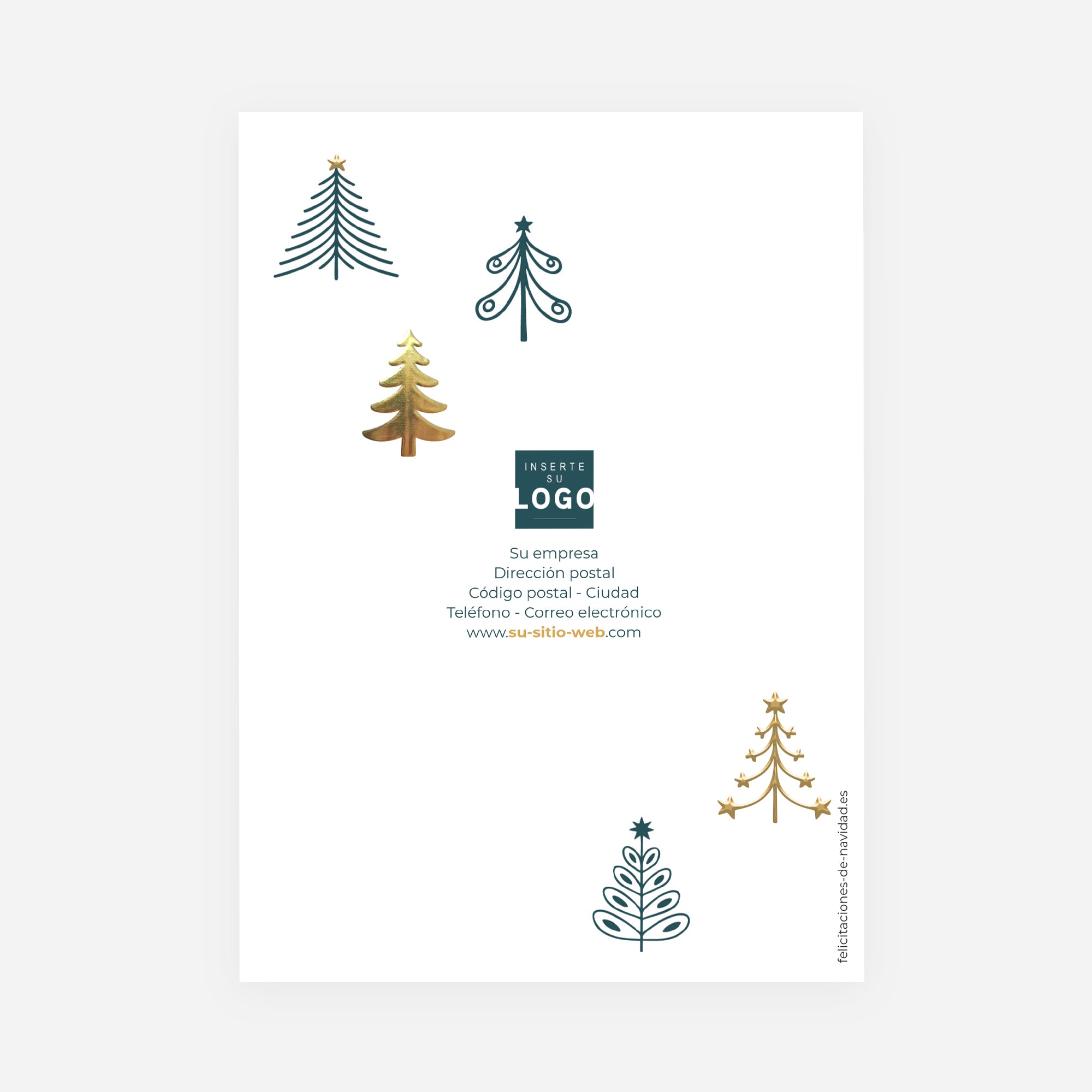 Bosque Geométrico | Tarjeta de Navidad dorada • Vertical plegable photo N° 3