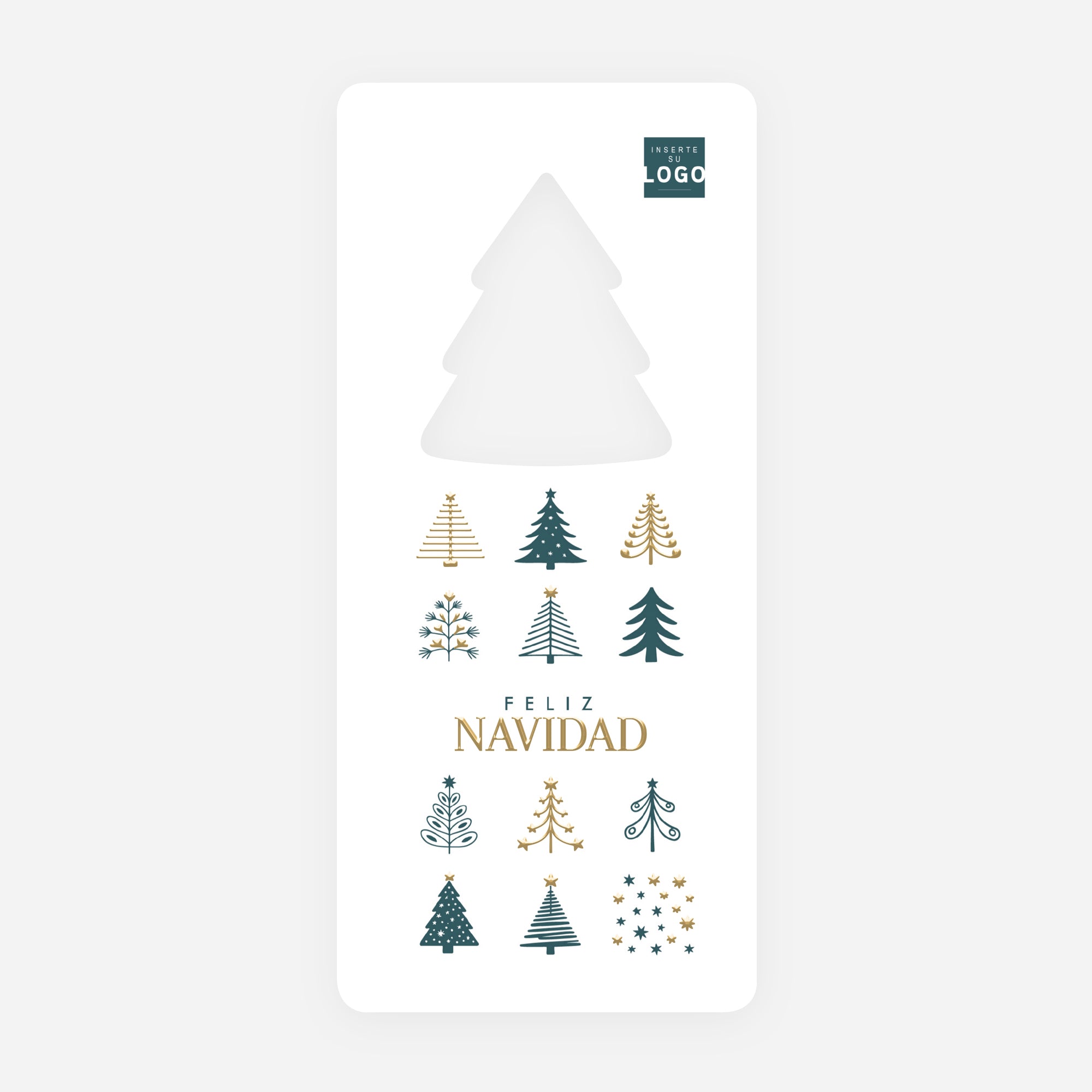 Bosque Geométrico | Tarjeta de Navidad dorada • Árbol troquelado photo N° 1