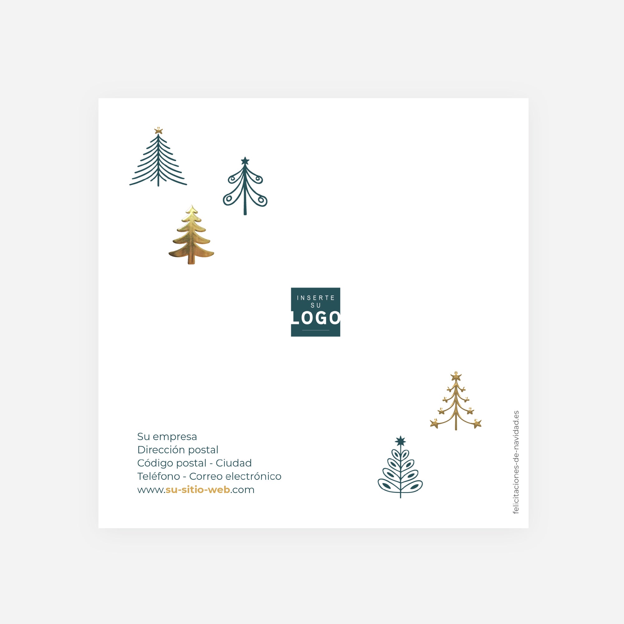 Bosque Geométrico | Tarjeta de Navidad dorada • Cuadrada plegable photo N° 3