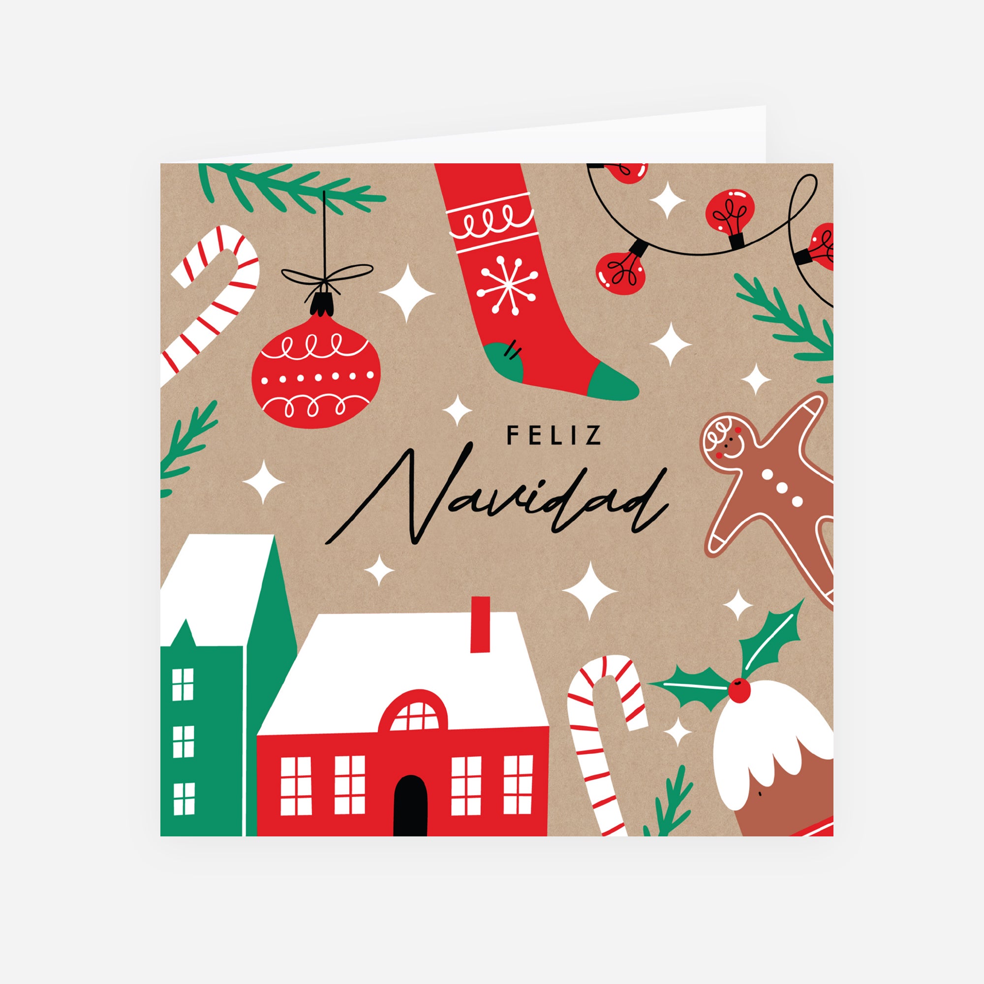 Navidad en Casa | Tarjeta de navidad • Cuadrada plegable photo N° 1